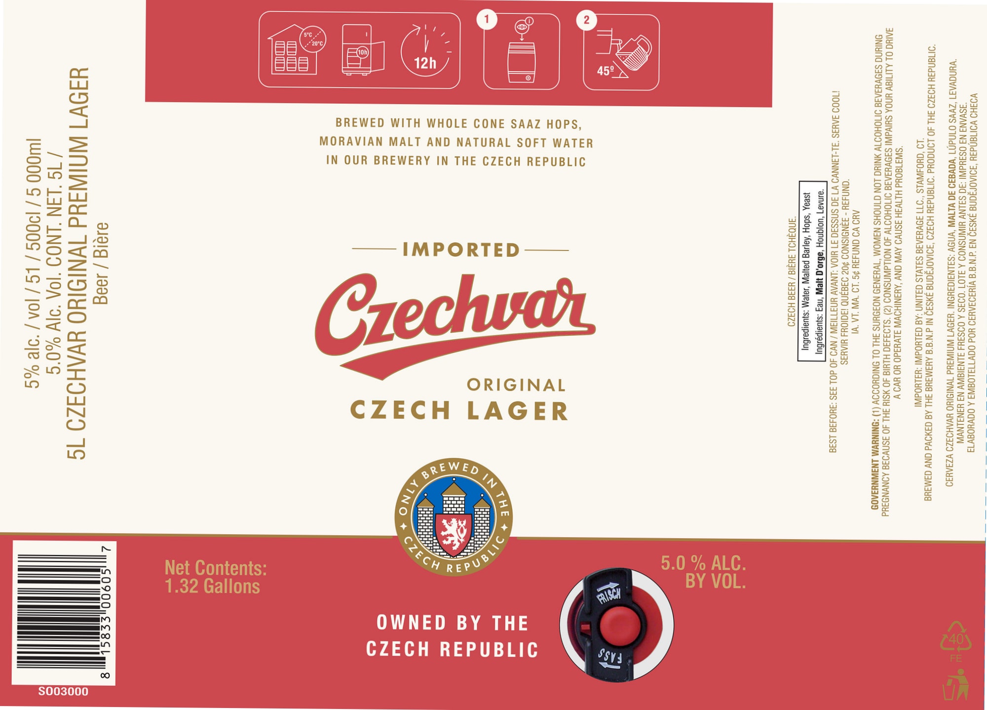 Czechvar Original by Czech Republic (Plzeňský Prazdroj) - beer label