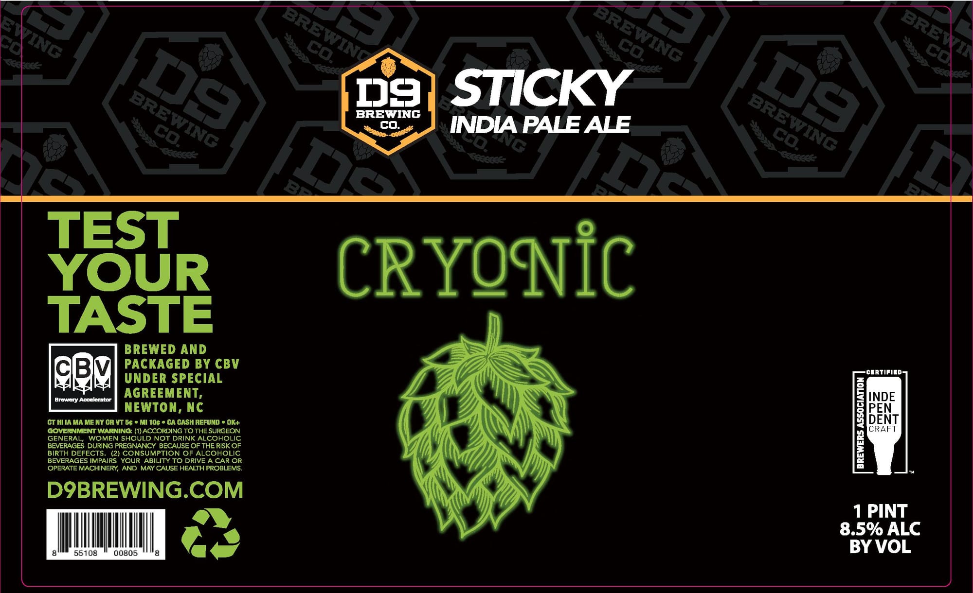 Cryonic by D9 Brewing Co. - beer label