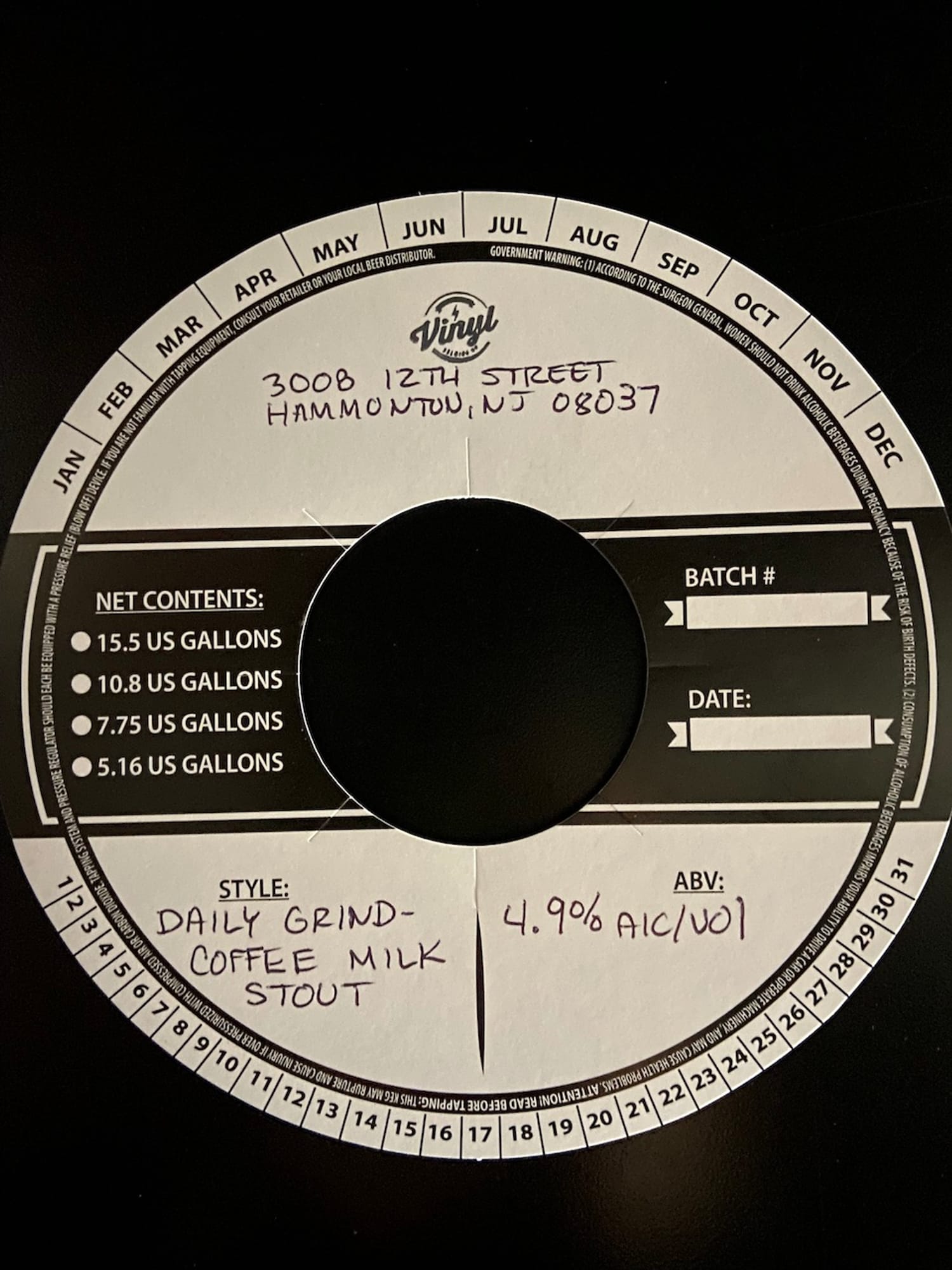 Daily Grind - Coffee Milk Stout by Vinyl - beer label