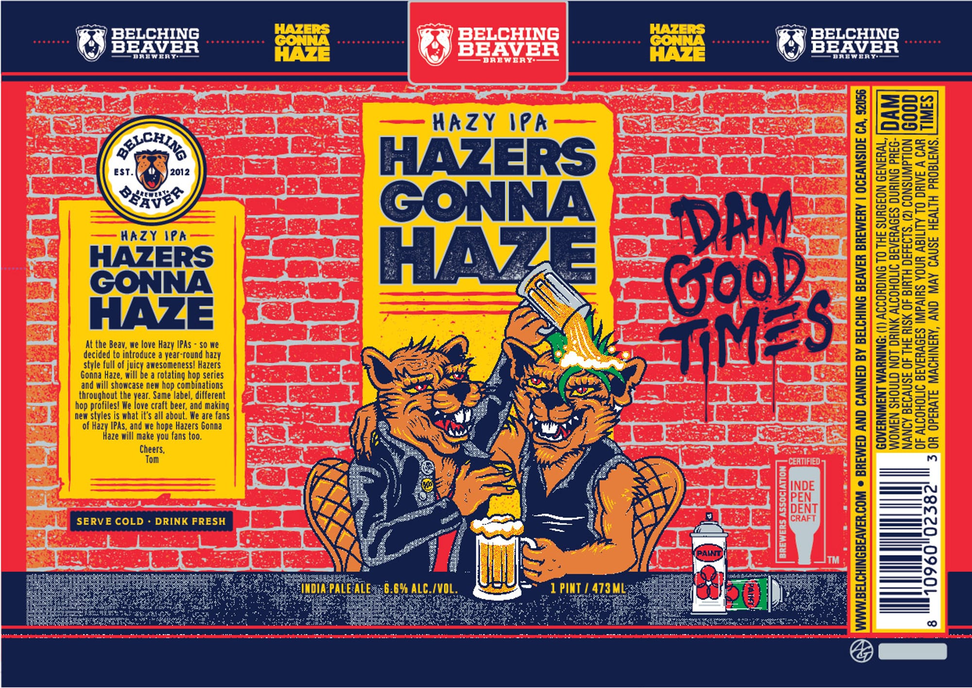 Dam Good Times by Belching Beaver Brewery - beer label
