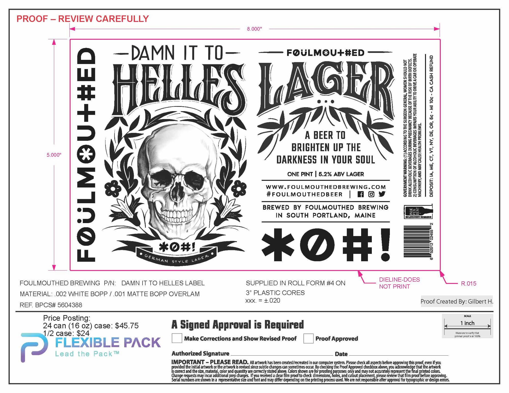 Damn It To Helles Lager by Foulmouthed Brewing - beer label