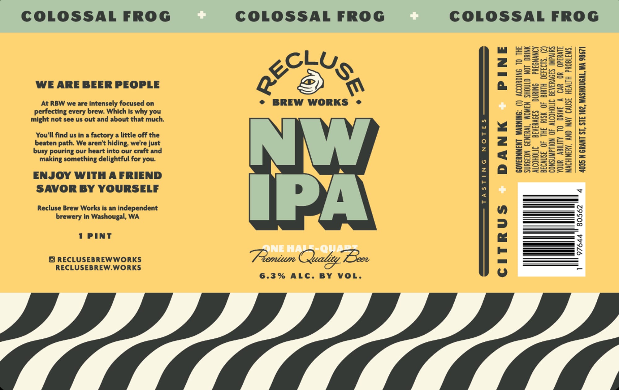 Dank Notes IPA by Recluse Brew Works - beer label