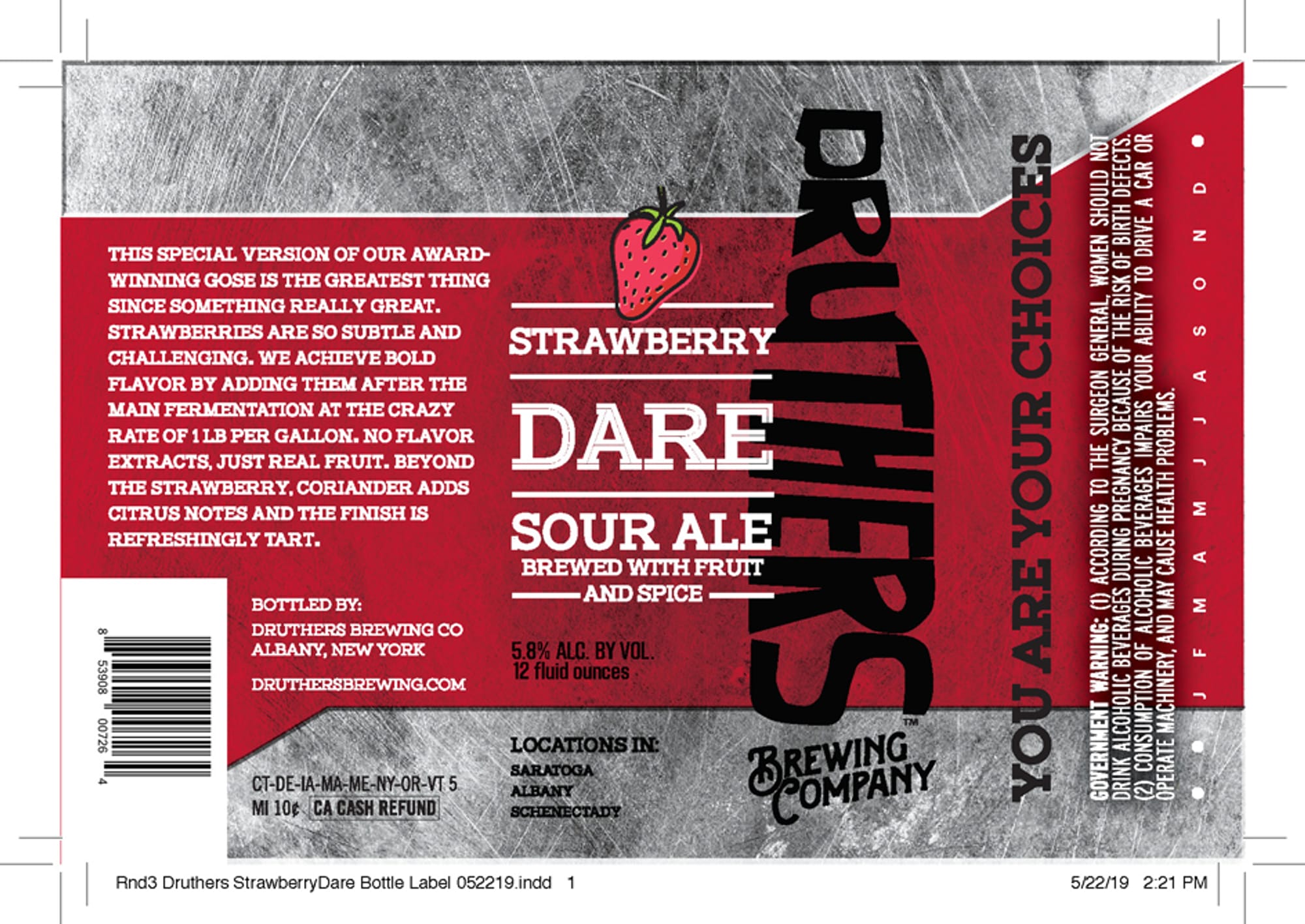 Dare Sour Ale by Druthers Brewing Co. - beer label