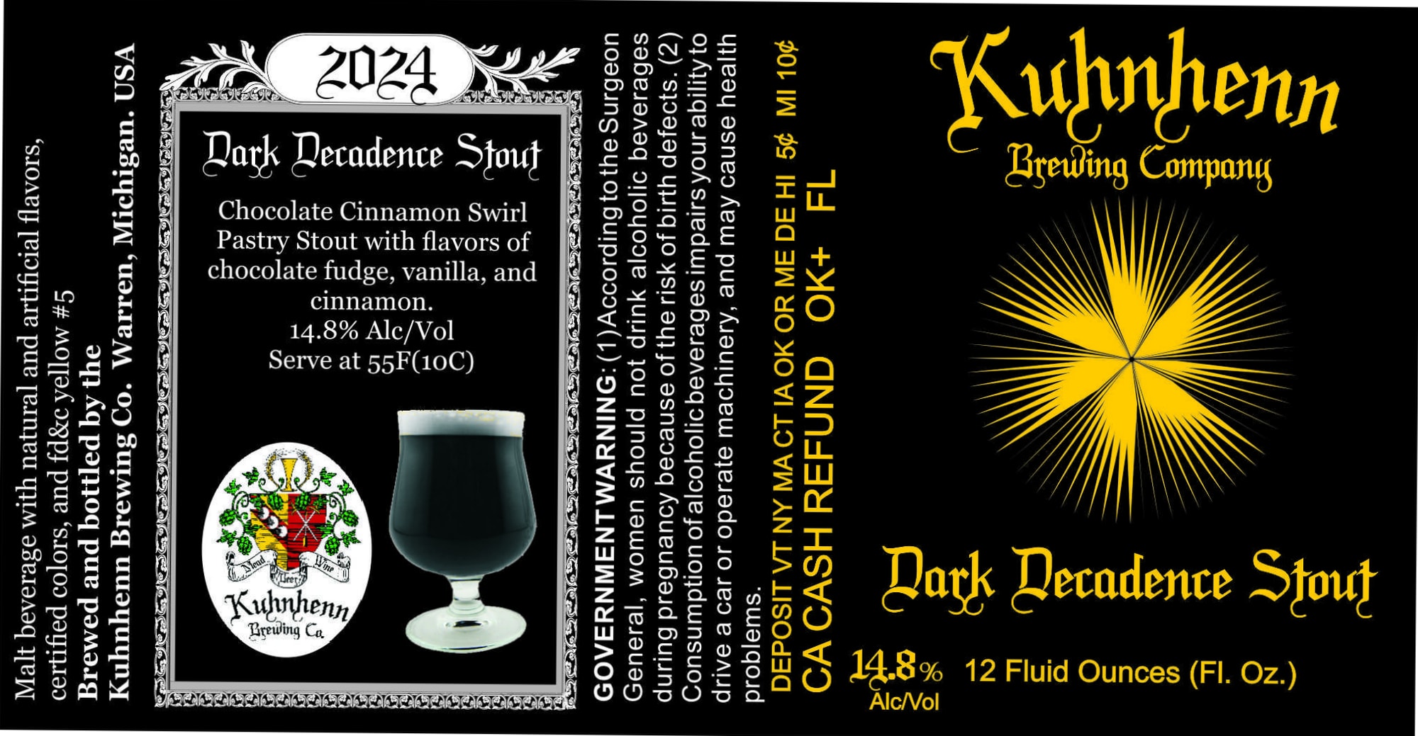 Dark Decadence Stout by Kuhnhenn Brewing Company - beer label