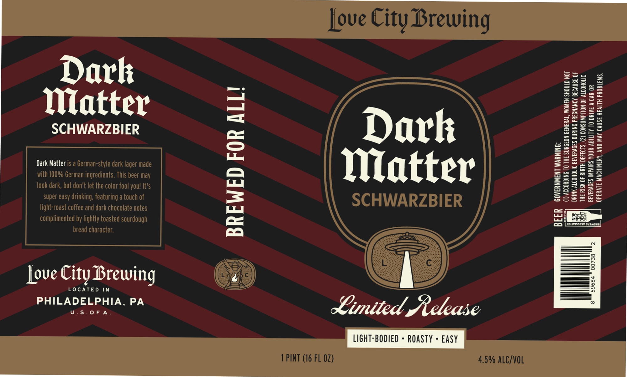 Dark Matter Schwarzbier by Love City Brewing - beer label