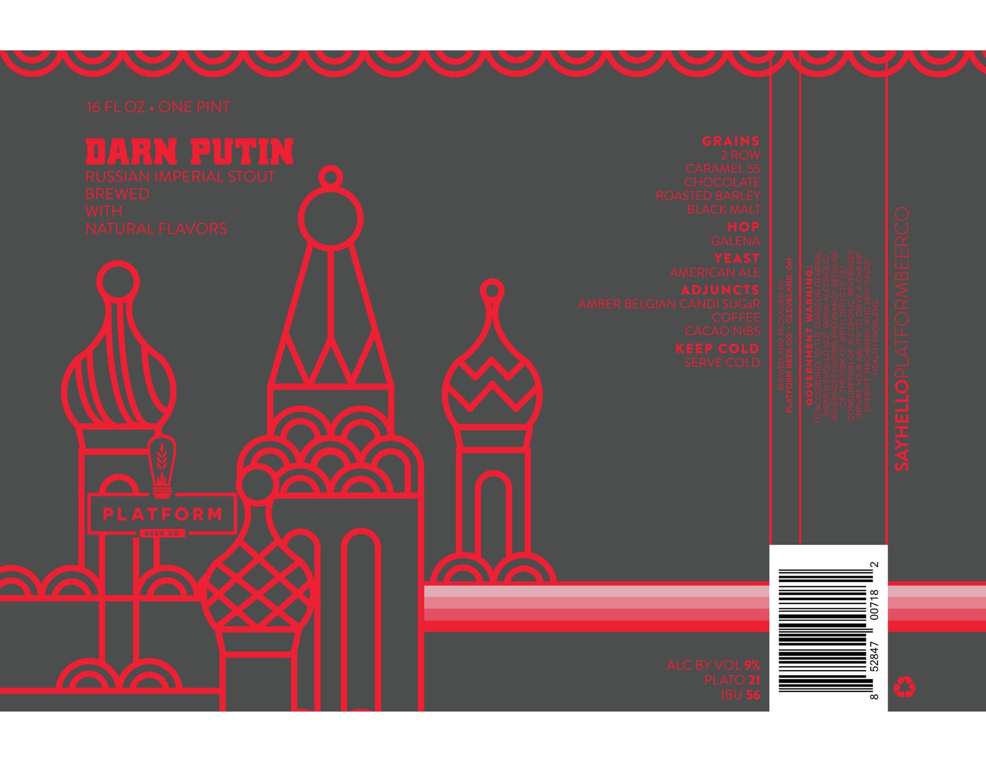Darn Putin Russian Imperial Stout by Platform Beer Co. - beer label