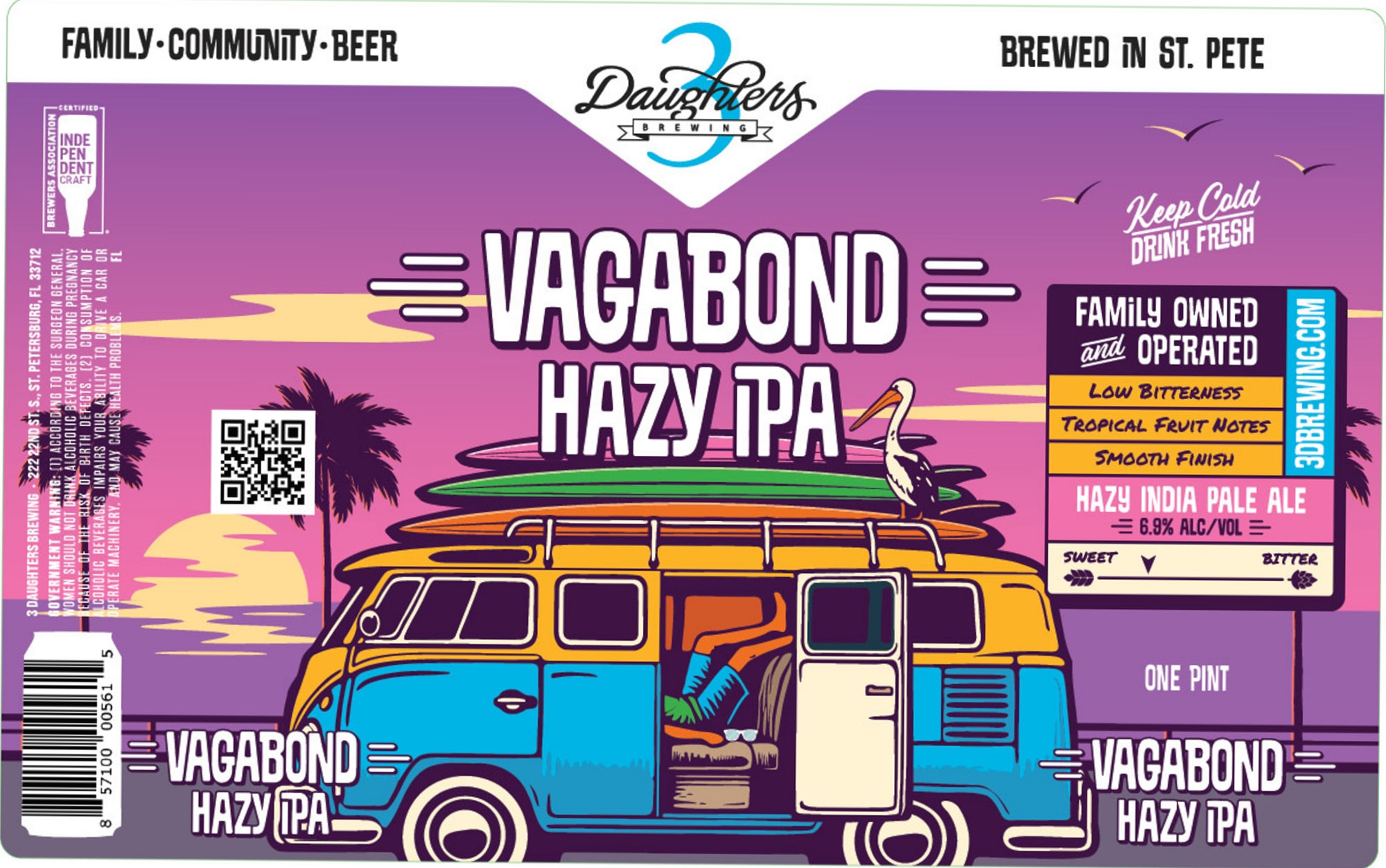 Vagabond Hazy IPA by Daughters Brewing - beer label