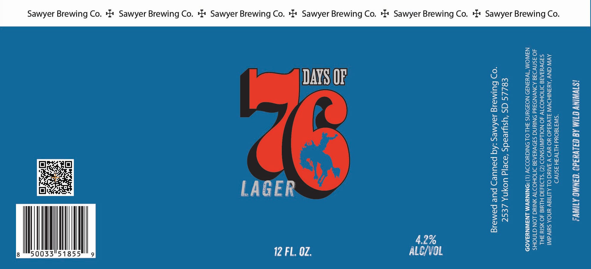 Days of 76 Lager by Sawyer Brewing Co. - beer label