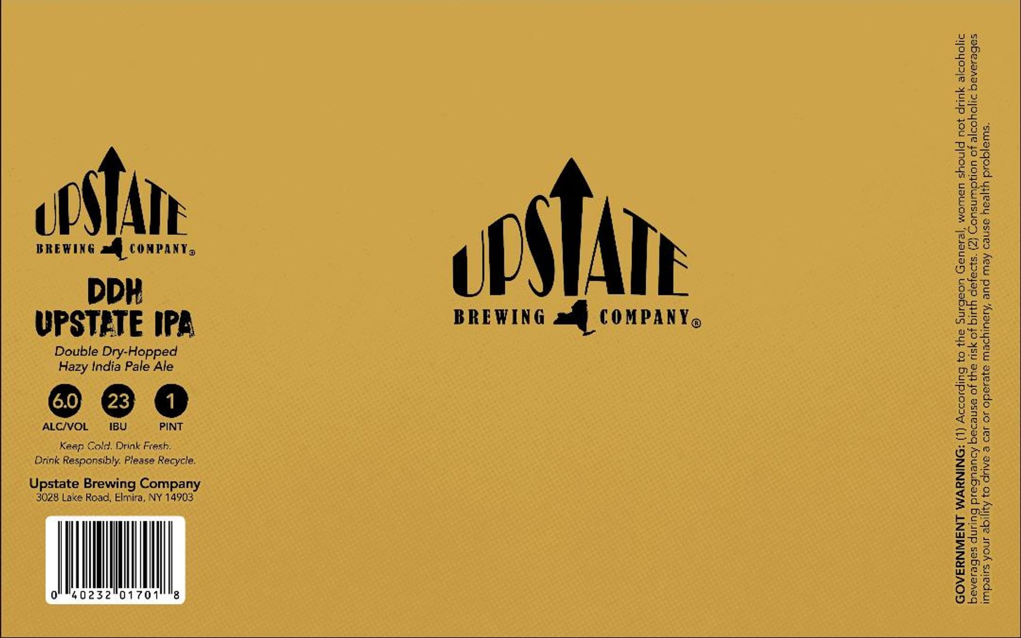 DDH Hazy IPA by Upstate Brewing Company - beer label