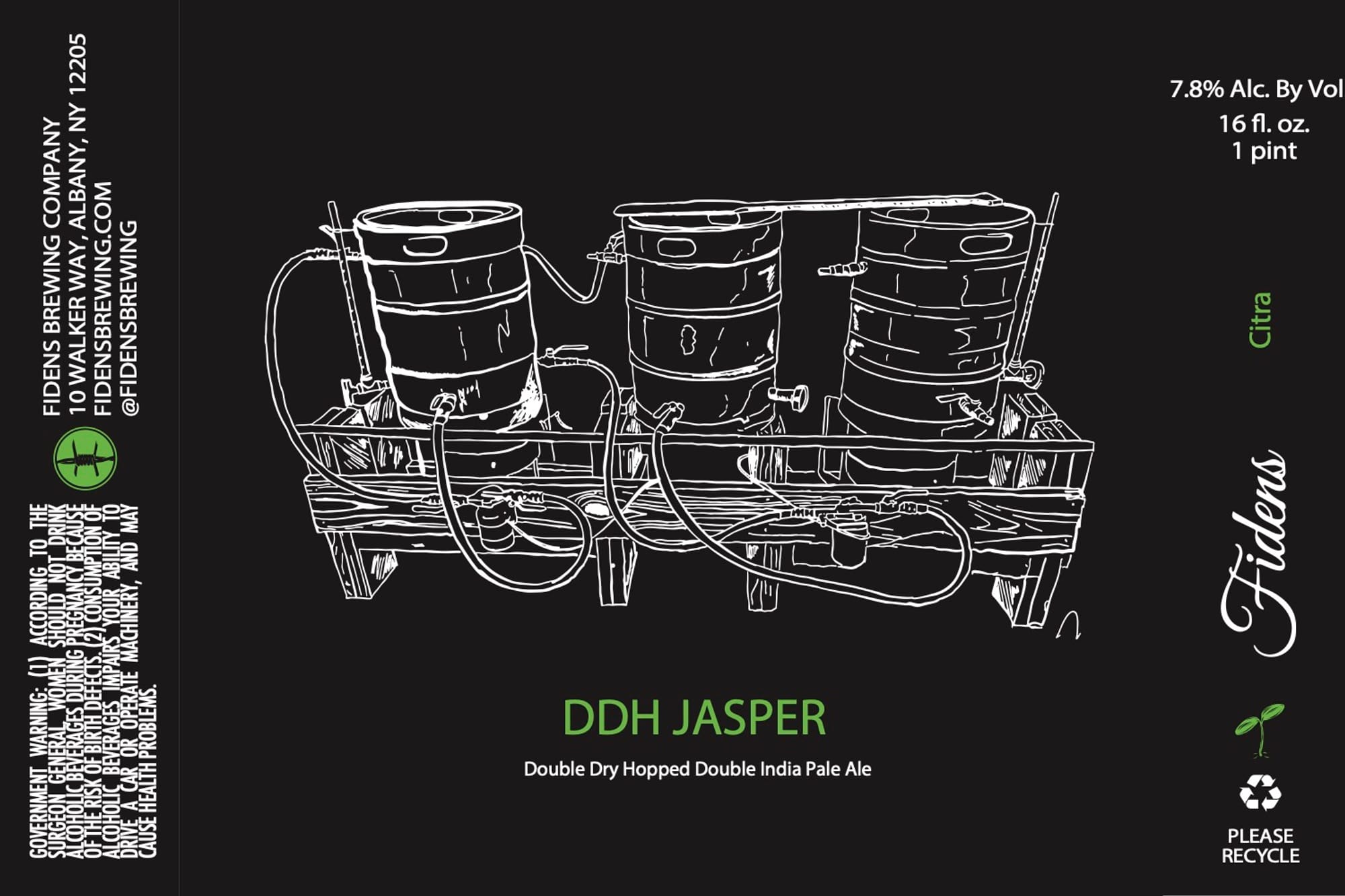 DDH Jasper by Fidens Brewing Company - beer label