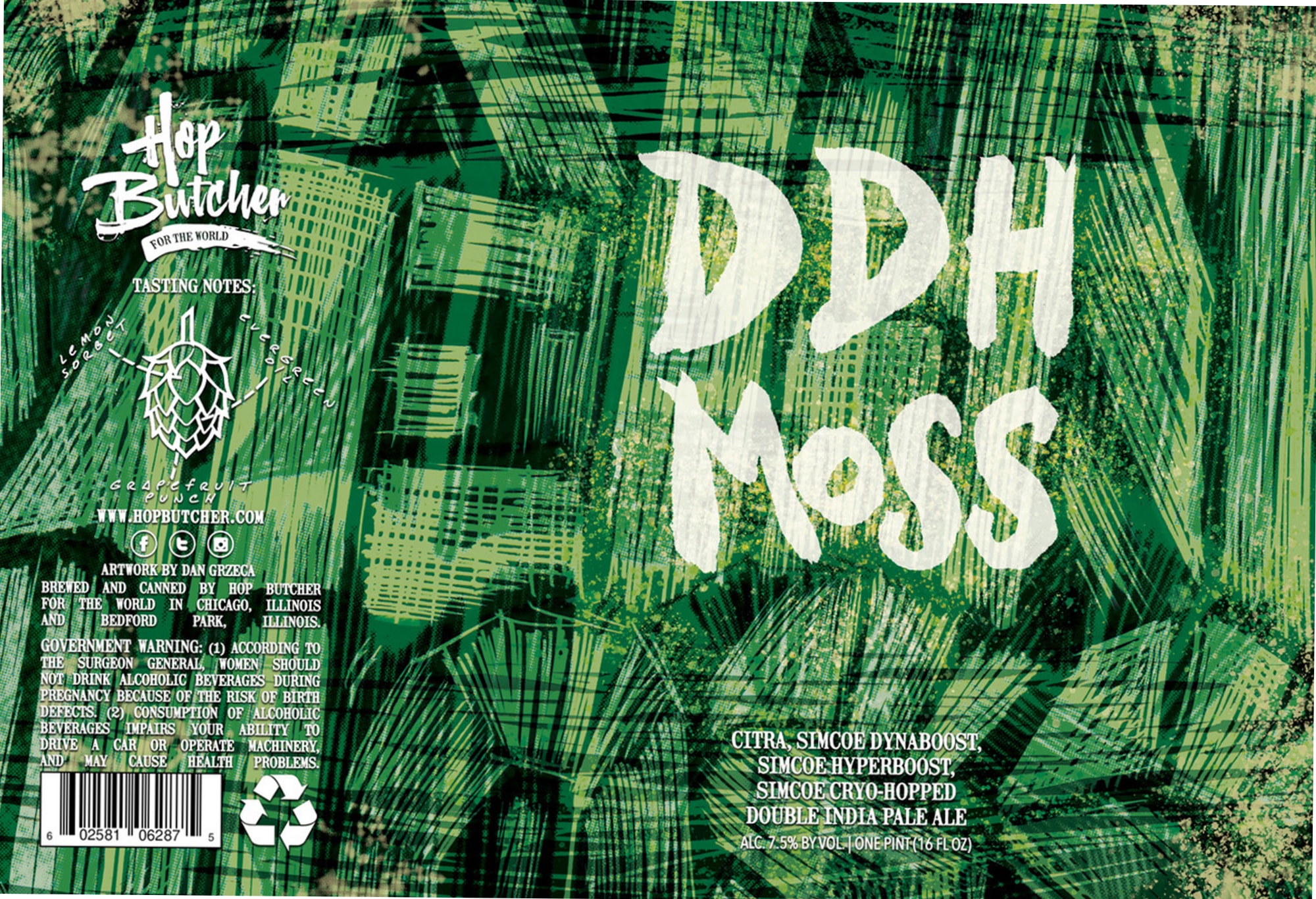 DDH Moss by Hop Butcher For The World - beer label