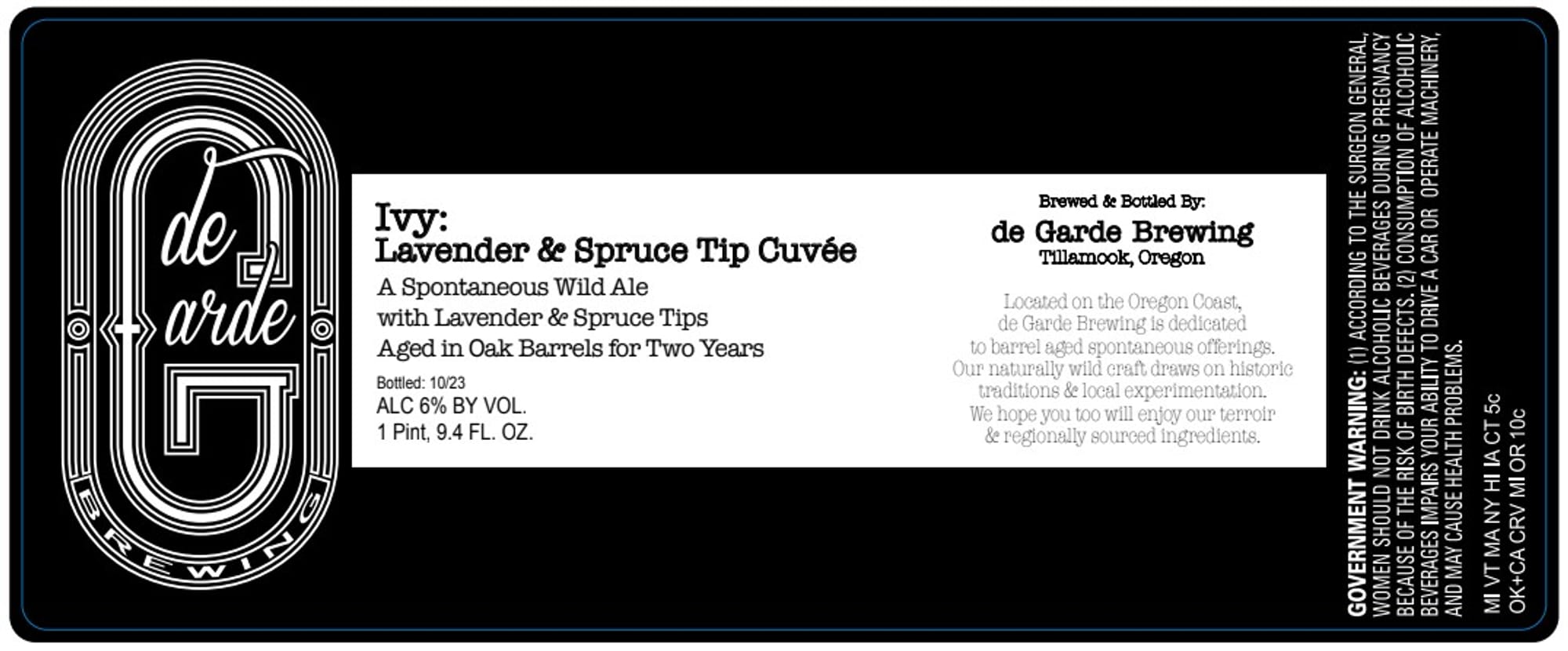 Ivy: Lavender & Spruce Tip Cuvée by de Garde Brewing - beer label