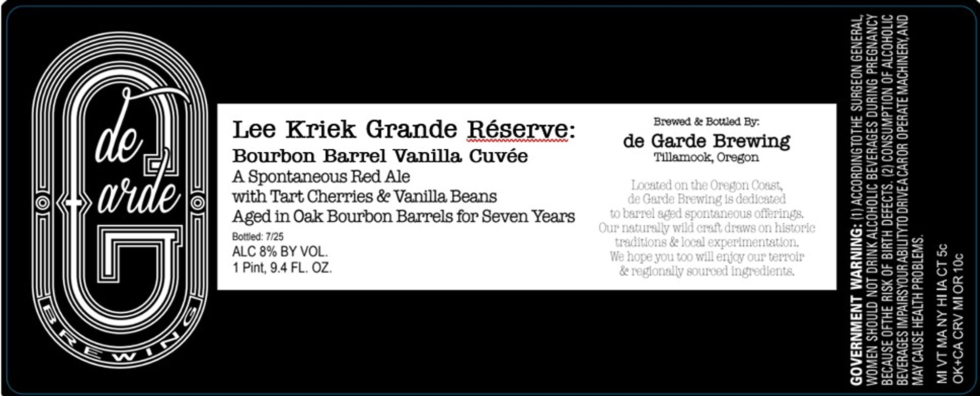 Lee Kriek Grande Reserve by de Garde Brewing - beer label