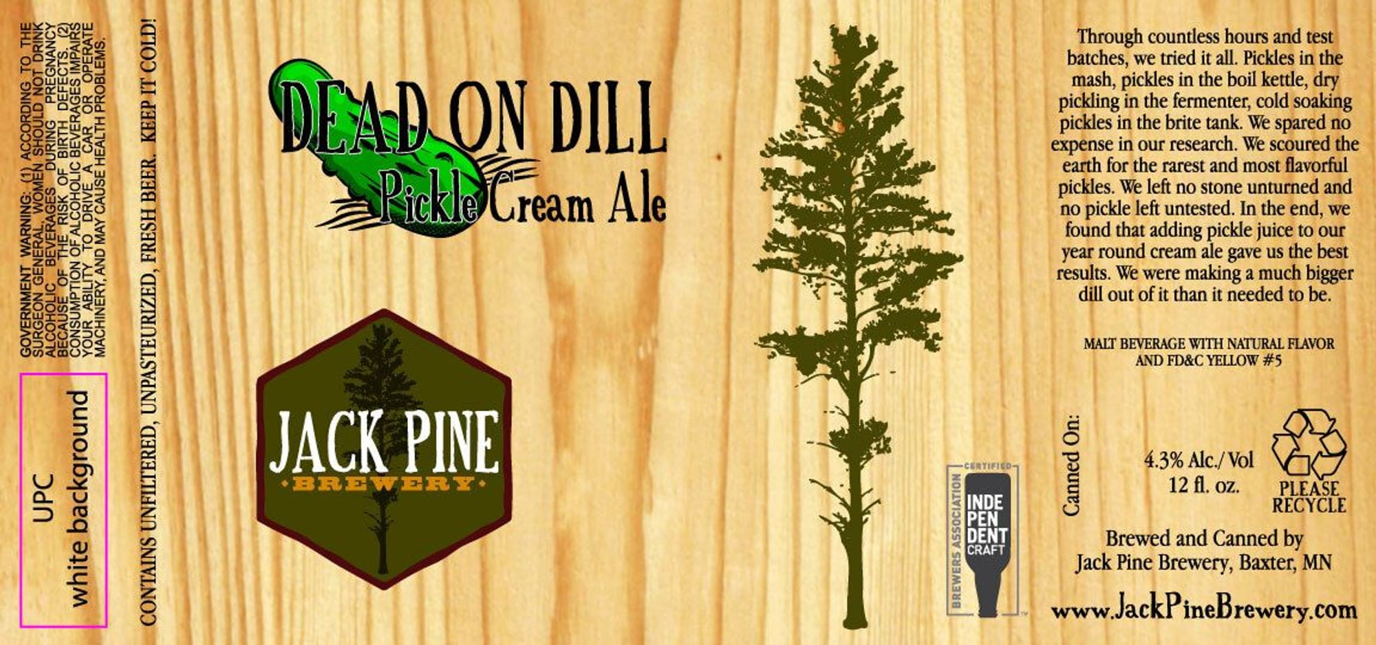 Dead On Dill Pickle Cream Ale by Jack Pine Brewery - beer label