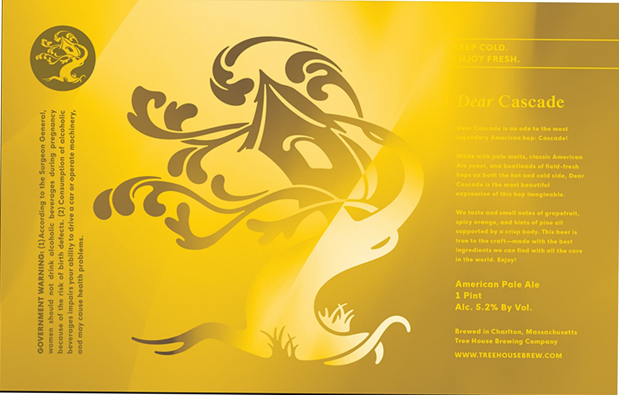 Dear Cascade by Tree House Brewing Company - beer label