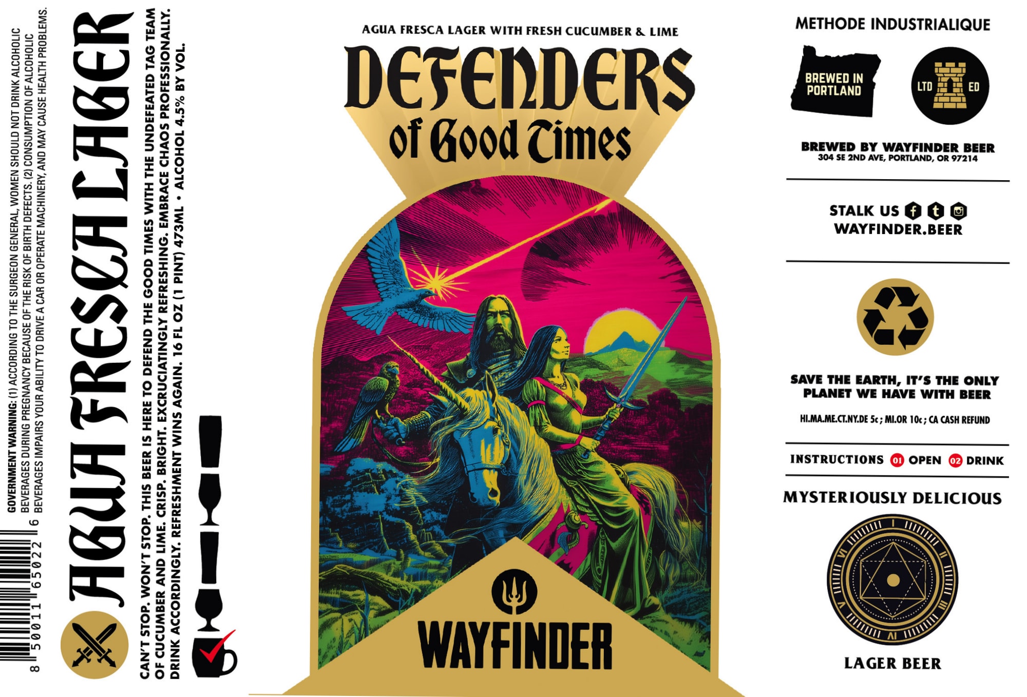 Defenders of Good Times by Wayfinder Beer - beer label