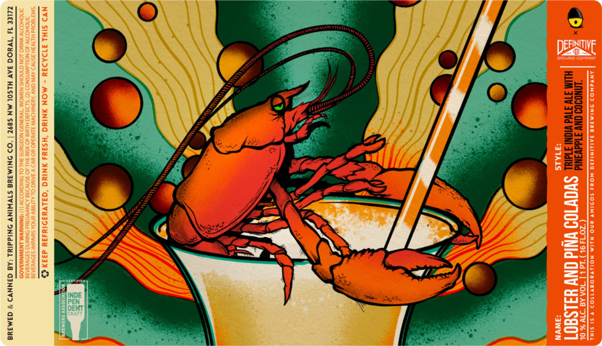 Lobster and PNA Colada by Definitive Brewing Company - beer label
