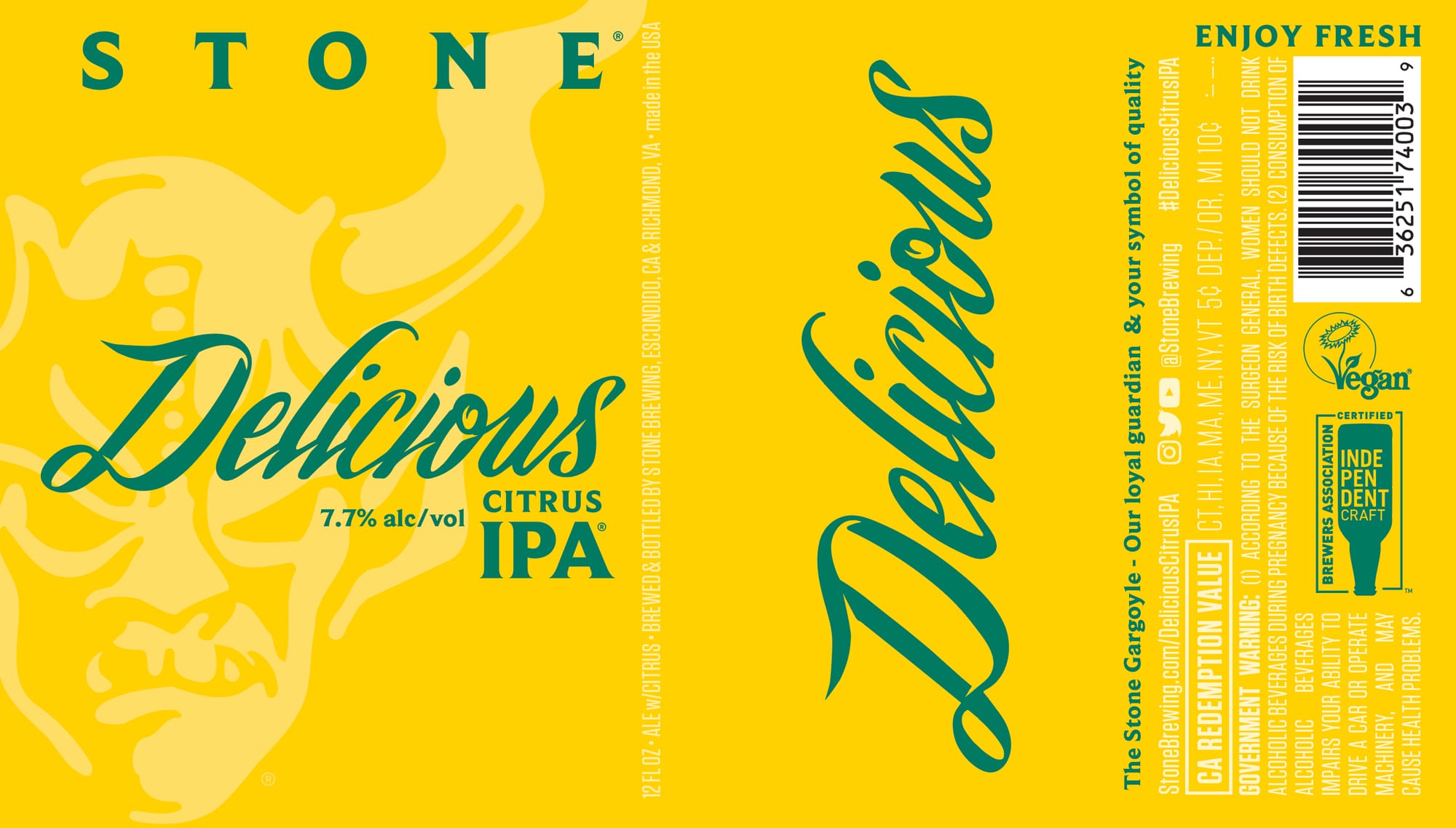 Delicious IPA by Stone Brewing - beer label