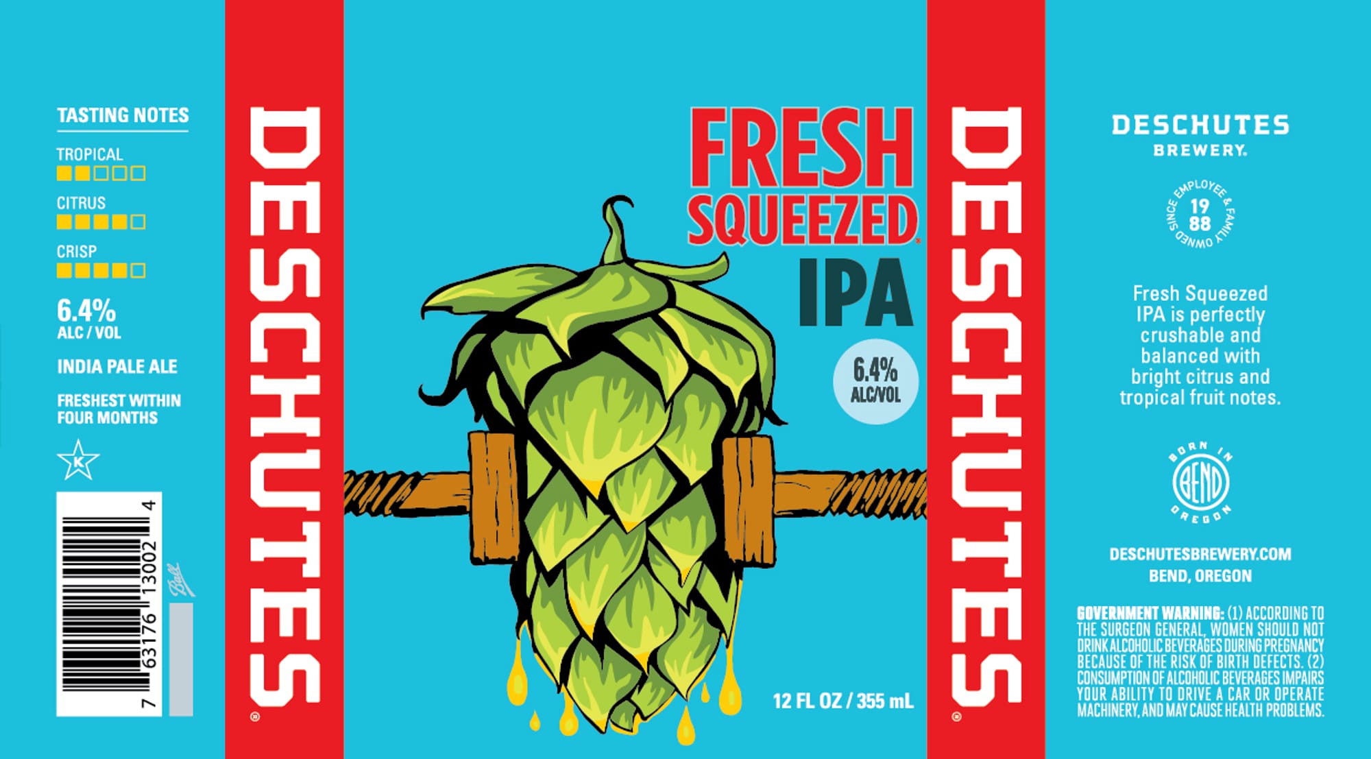 Fresh Squeezed IPA by Deschutes Brewery - beer label