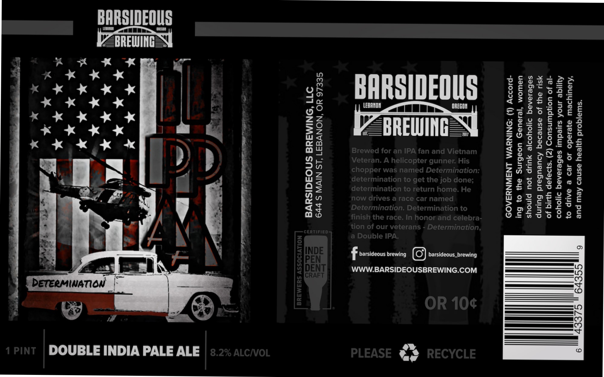 Determination Double IPA by Barsideous Brewing - beer label