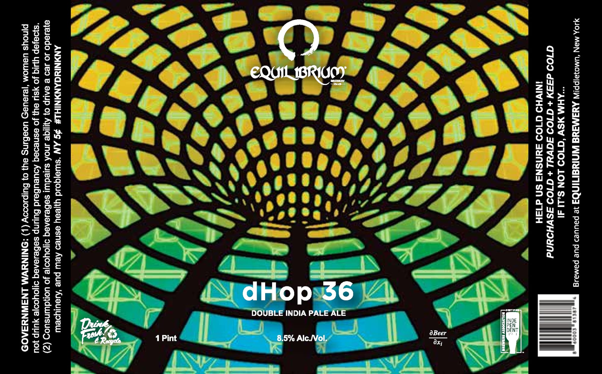 dHop 36 by Equilibrium Brewery - beer label
