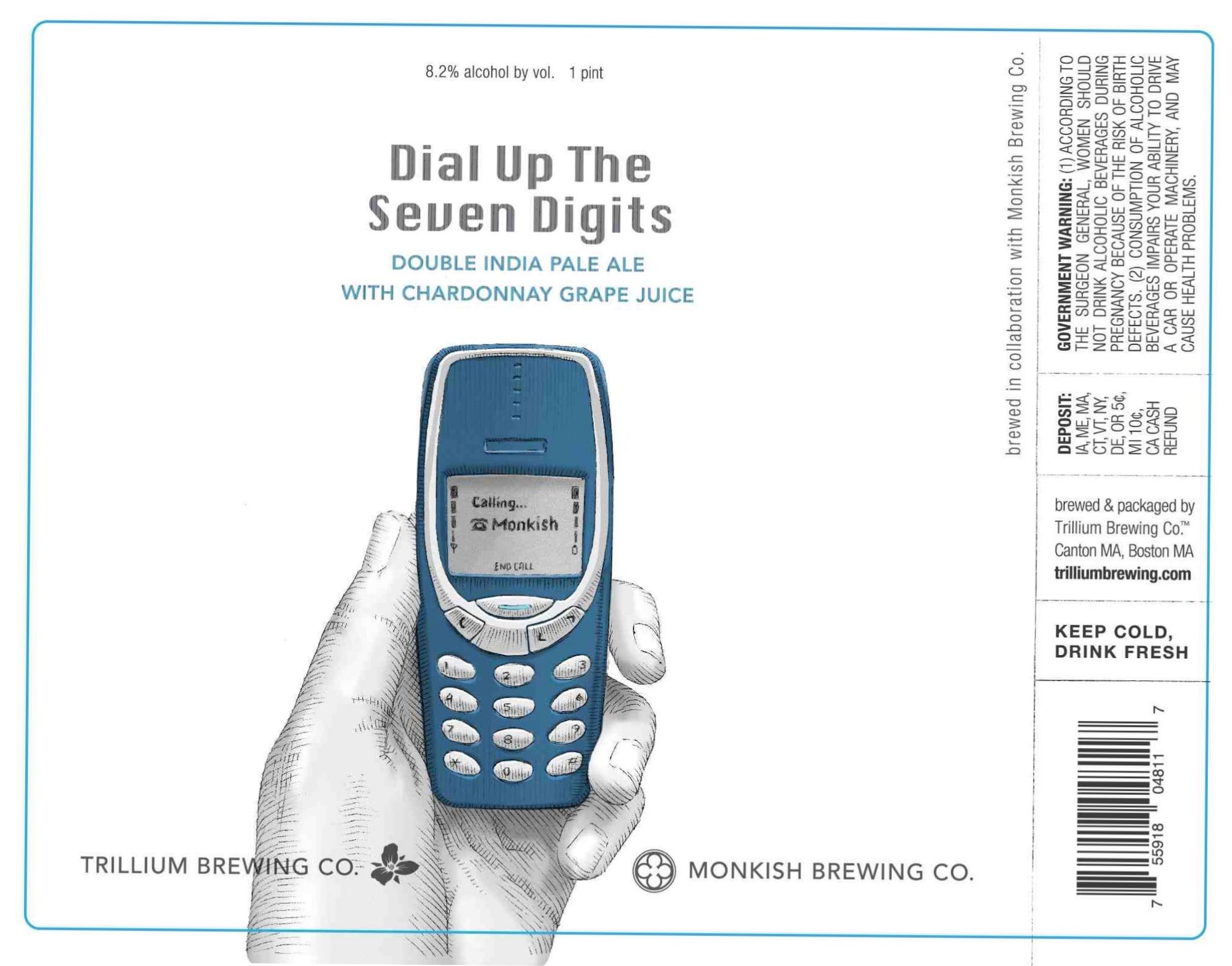 Dial Up The Seven Digits by Trillium Brewing Co. - beer label