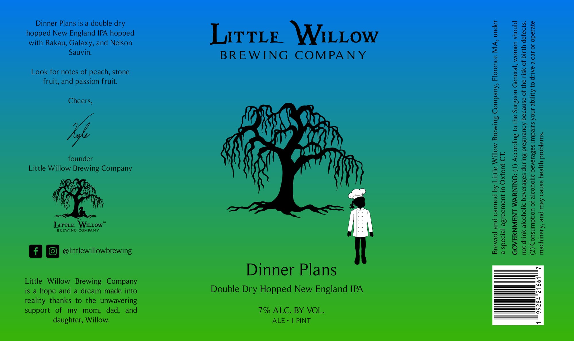 Dinner Plans by Little Willow Brewing Company - beer label
