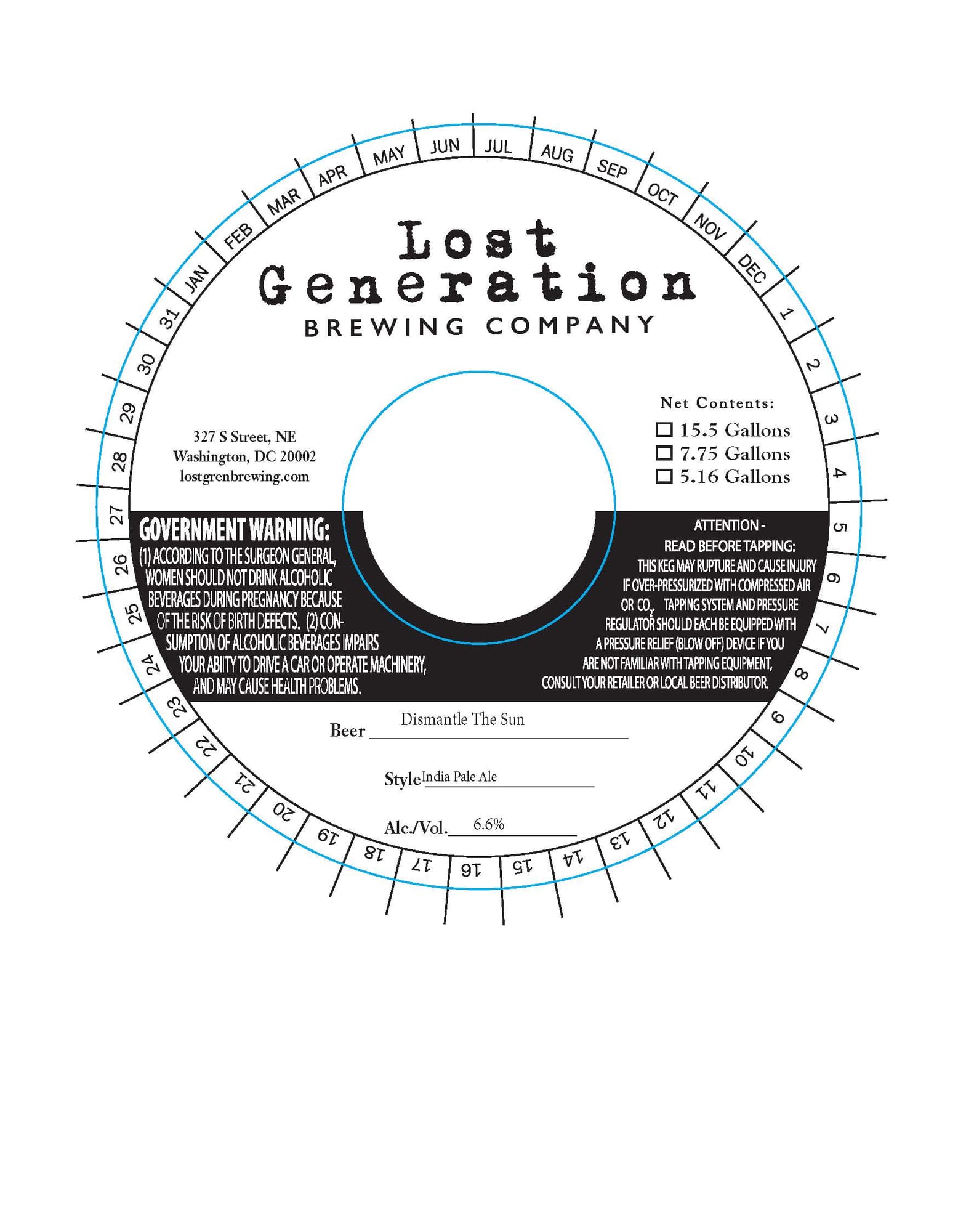 Dismantle The Sun by Lost Generation Brewing Company - beer label