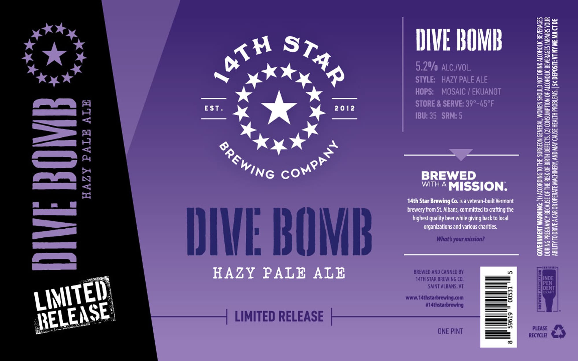 Dive Bomb by 14th Star Brewing Company - beer label