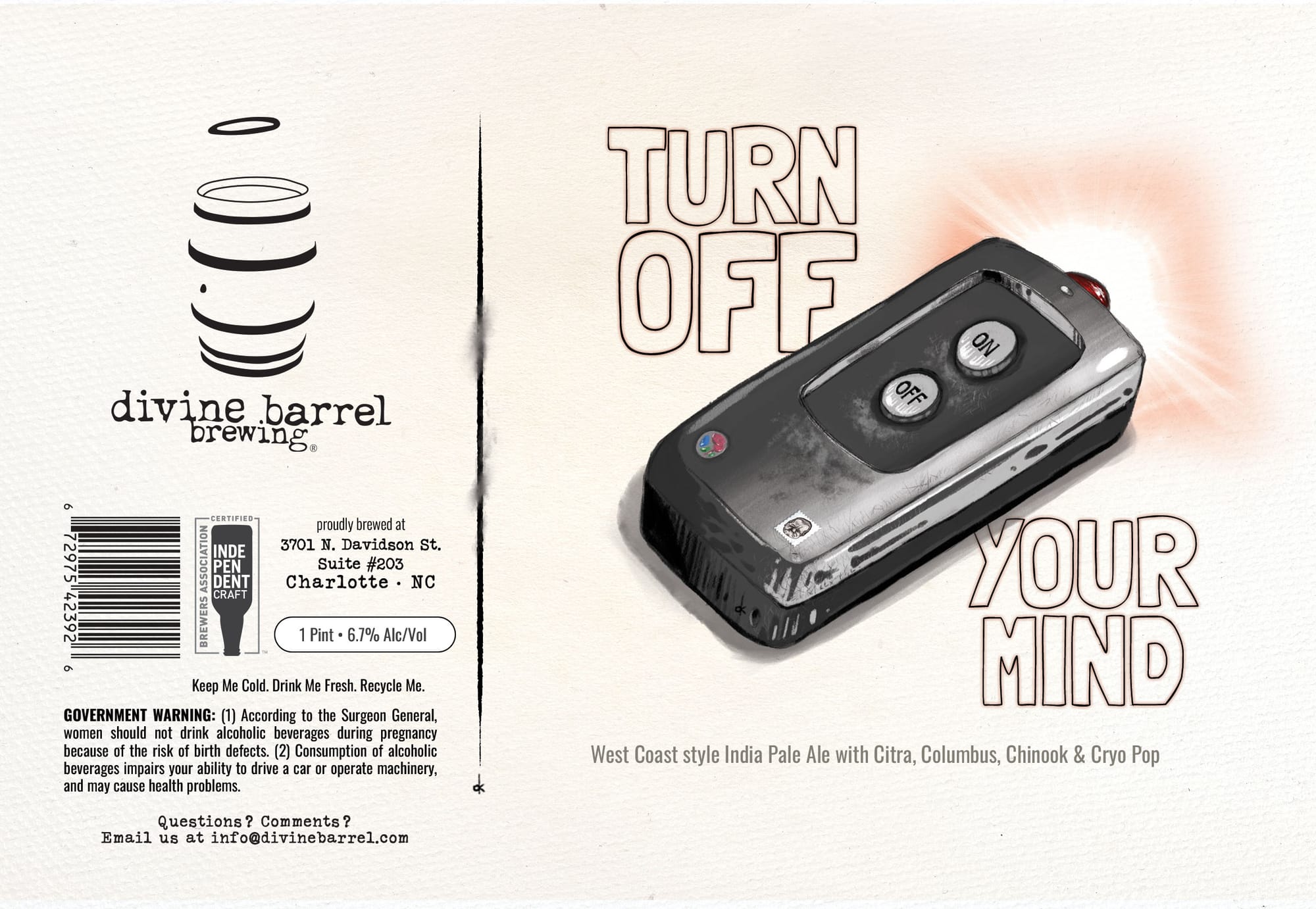 Turn Off Your Mind by Divine Barrel Brewing - beer label