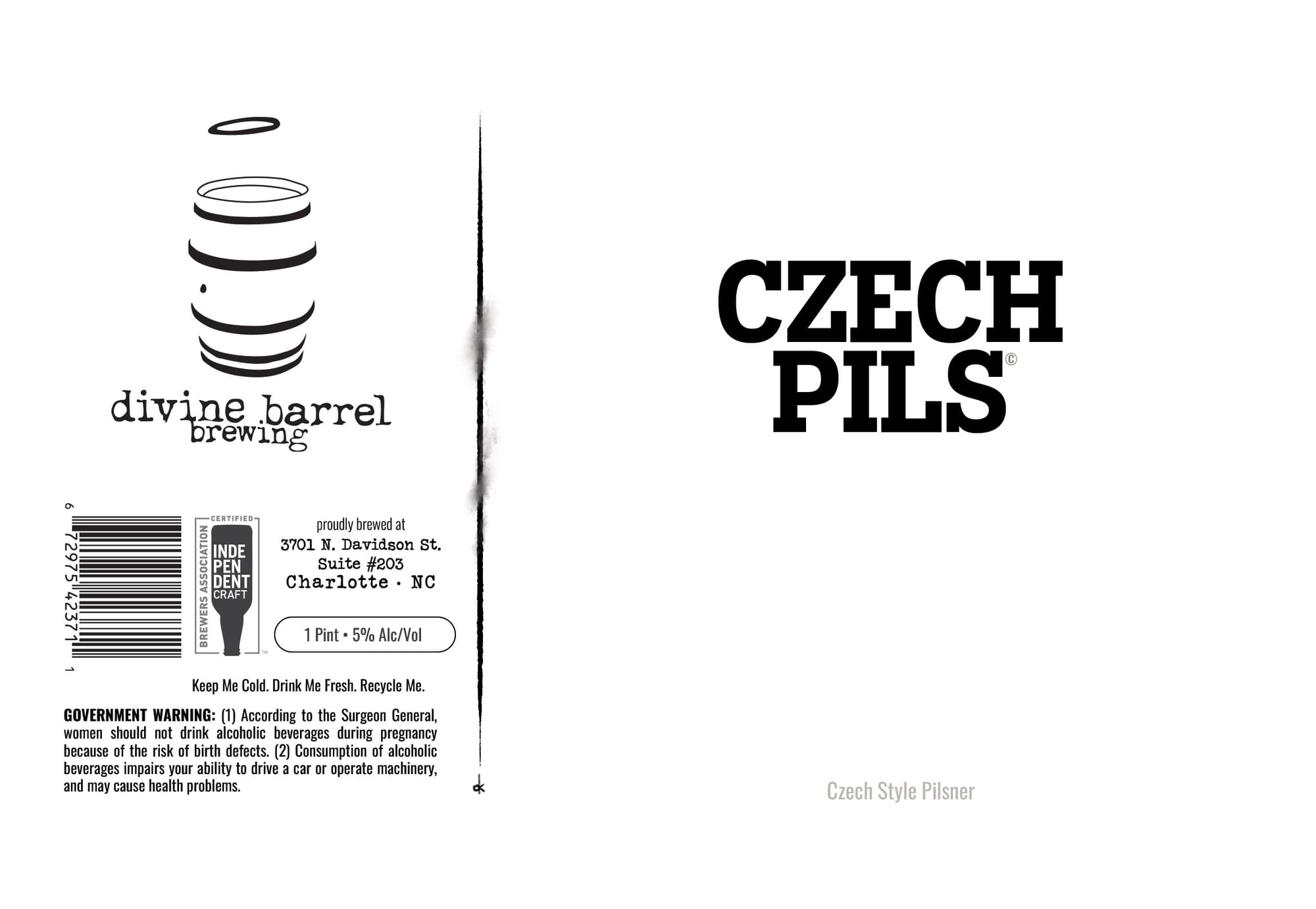 Czech Pils by Divine Barrel Brewing - beer label