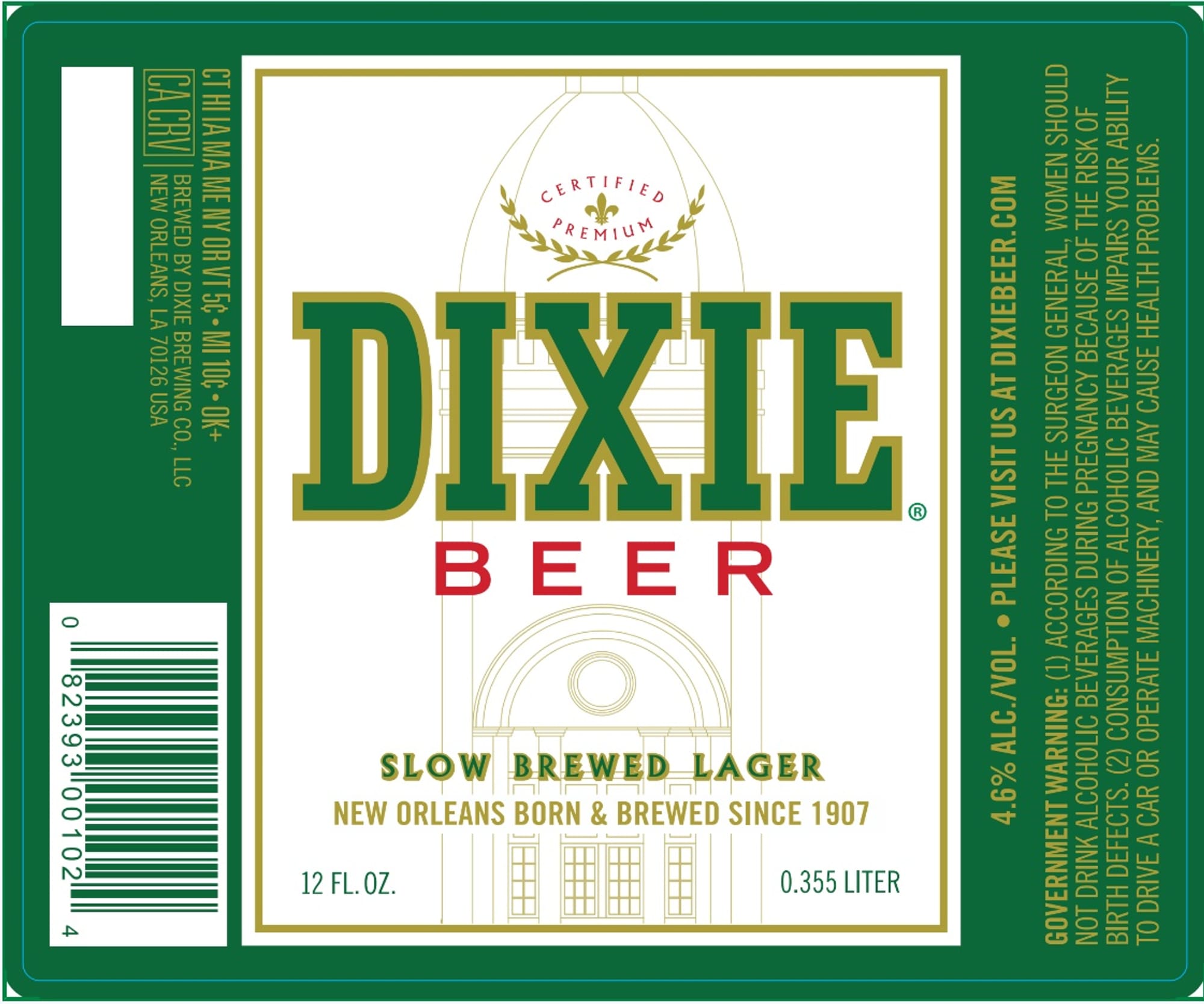 Dixie Beer by Dixie Brewing Co. - beer label