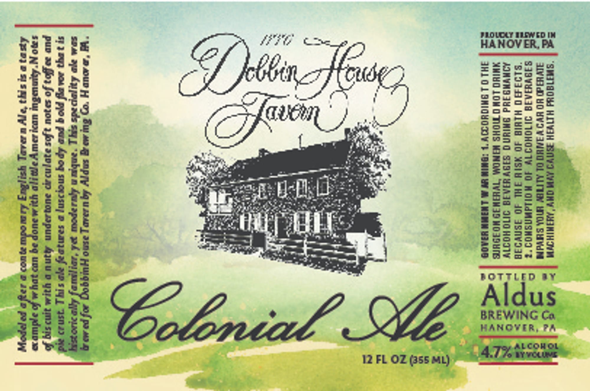 Dobbin House Tavern Colonial Ale by Aldus Brewing Co. - beer label