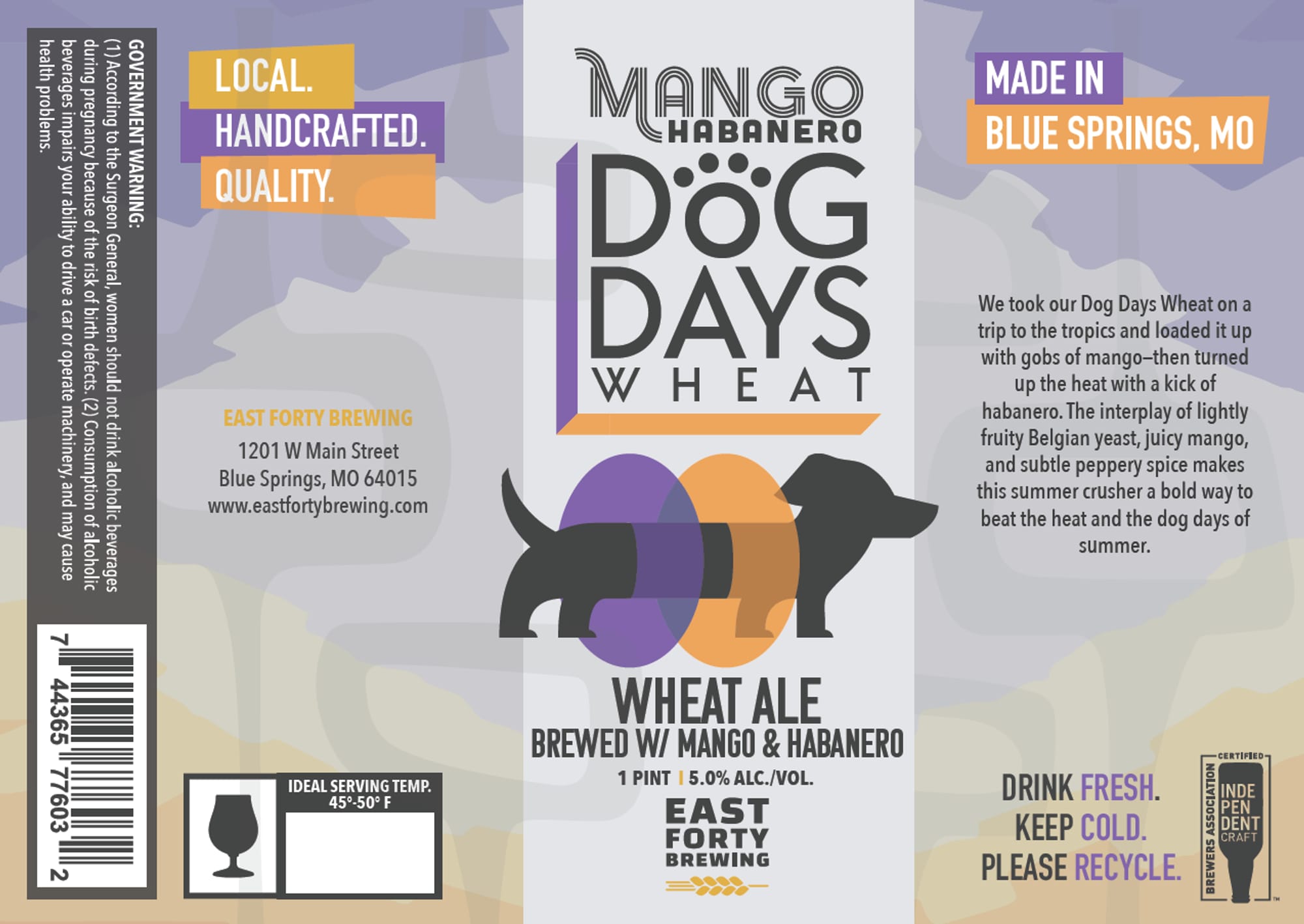 Dog Days Wheat by East Forty Brewing - beer label