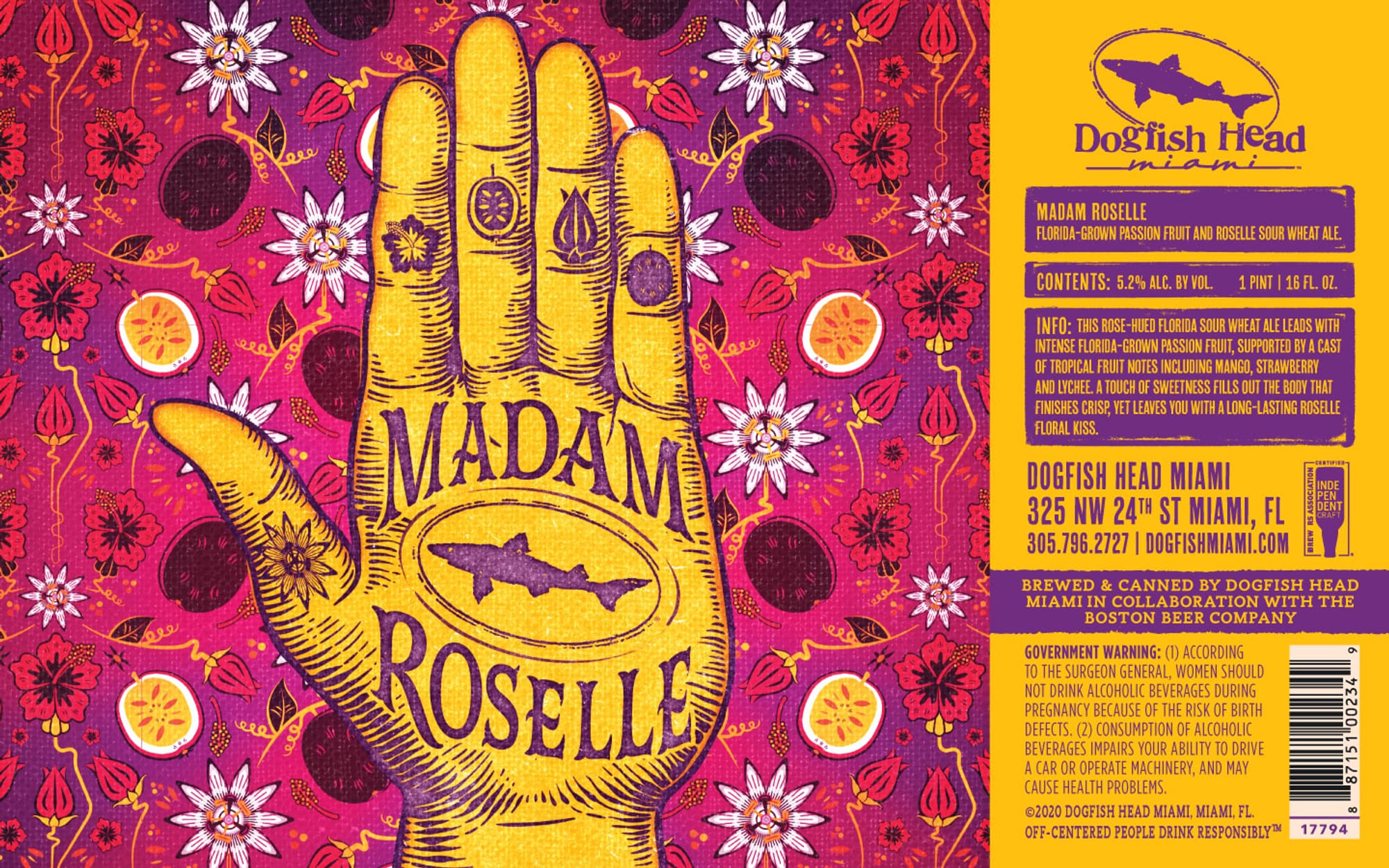 Madam Roselle by Dogfish Head Miami - beer label