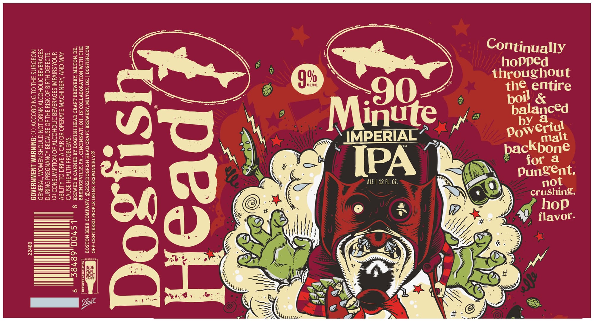 90 Minute IPA by Dogfish Head Brewery - beer label