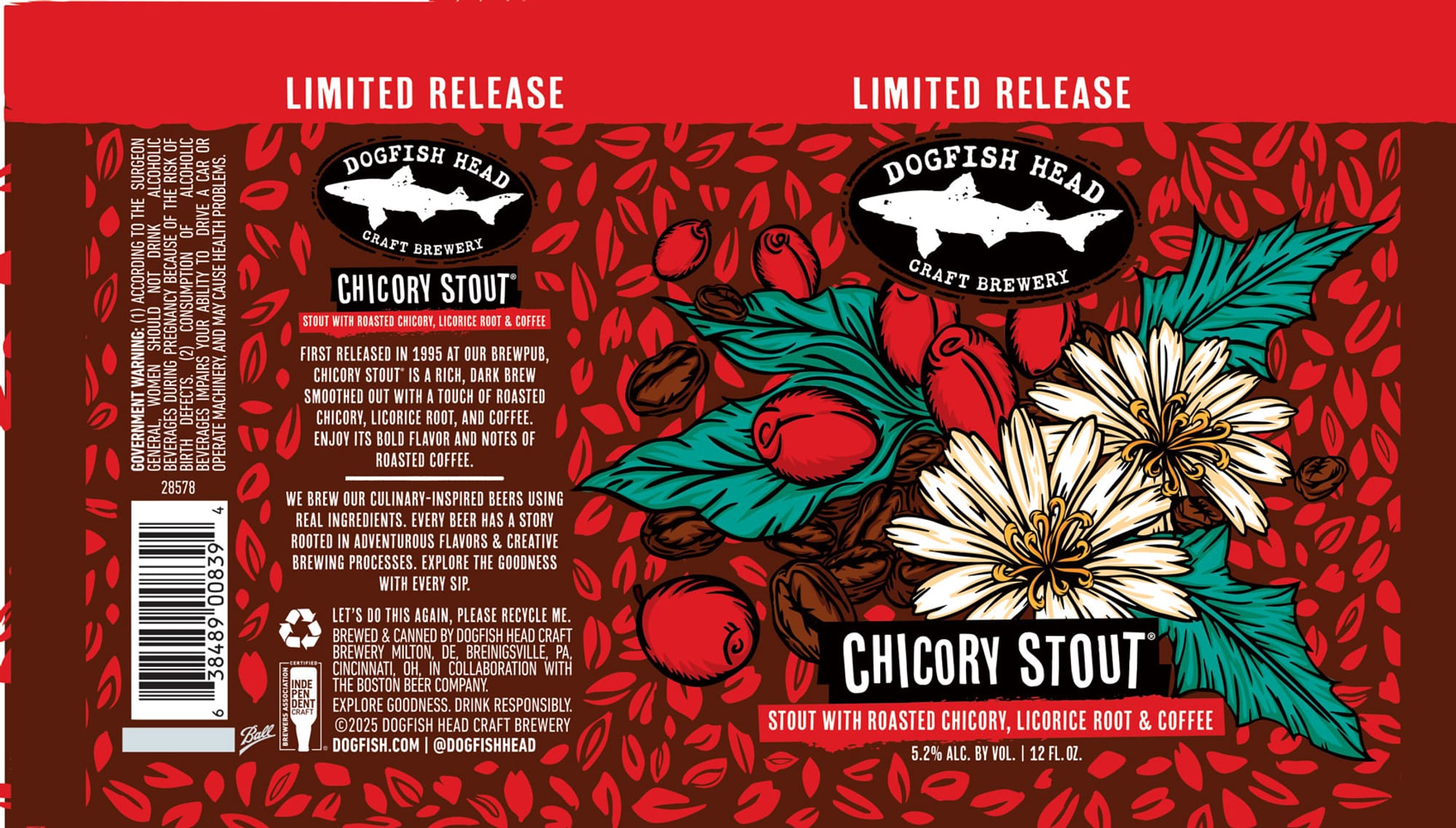 Chicory Stout by Dogfish Head Craft Brewery - beer label