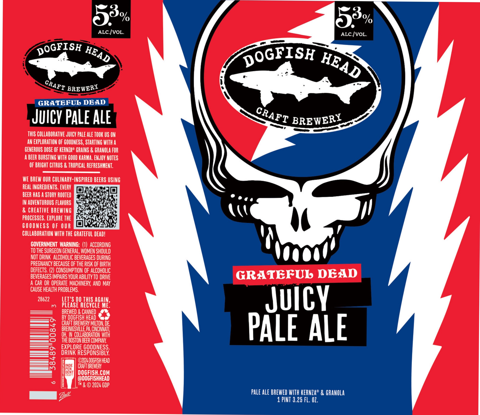 Grateful Dead Juicy Pale Ale by Dogfish Head Craft Brewery - beer label