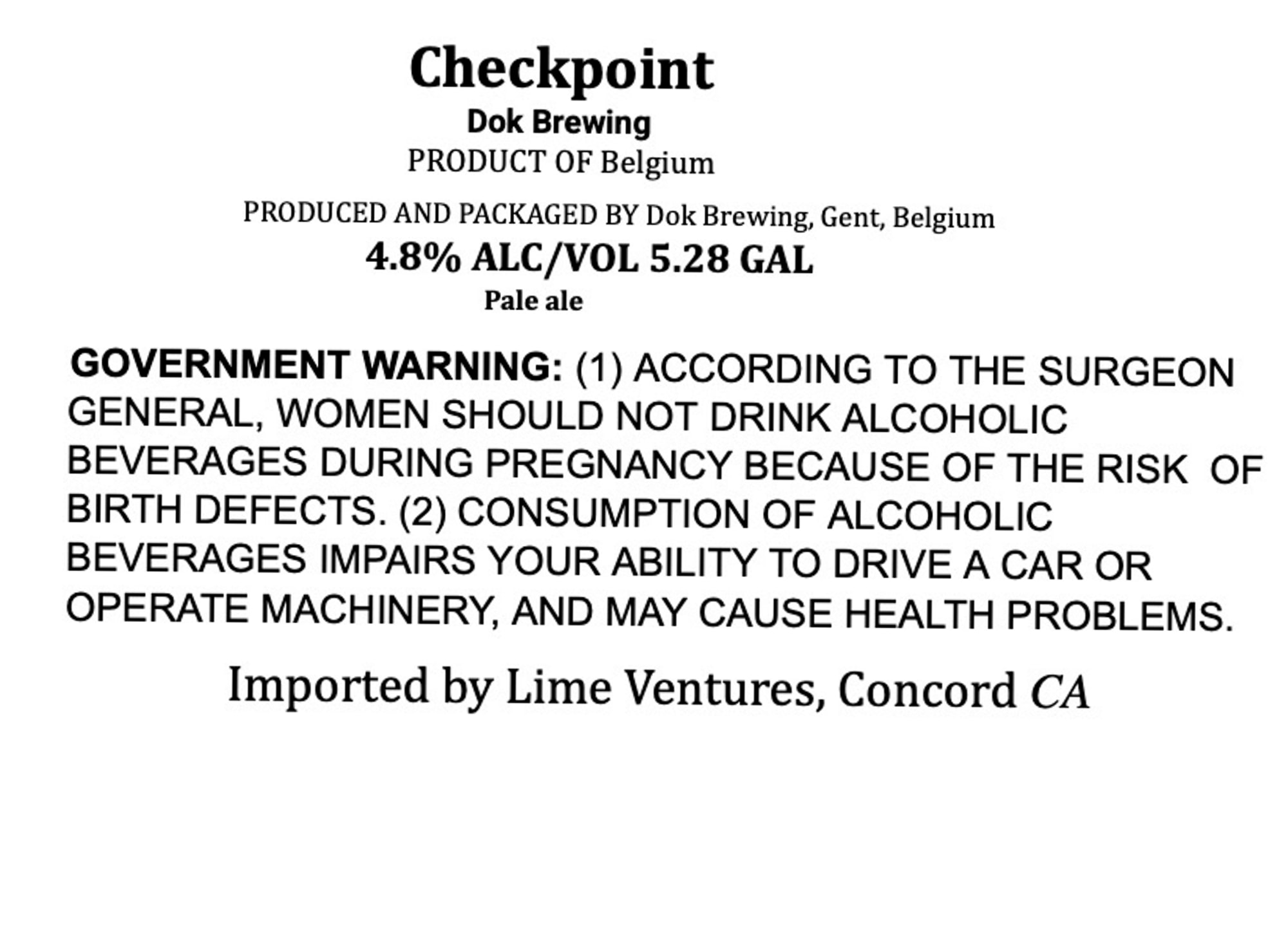 Checkpoint by Dok Brewing - beer label