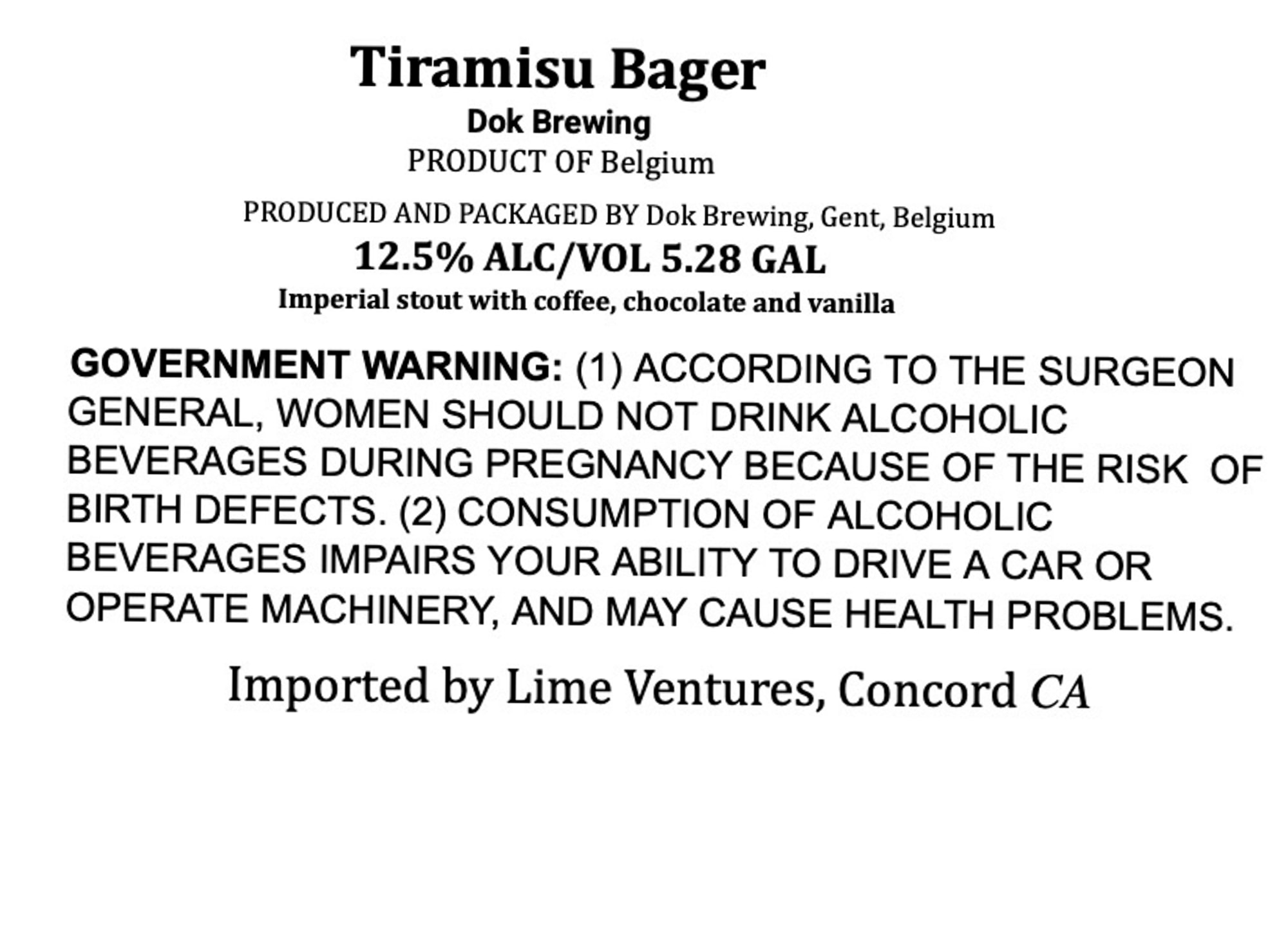 Tiramisu Bager by Dok Brewing - beer label