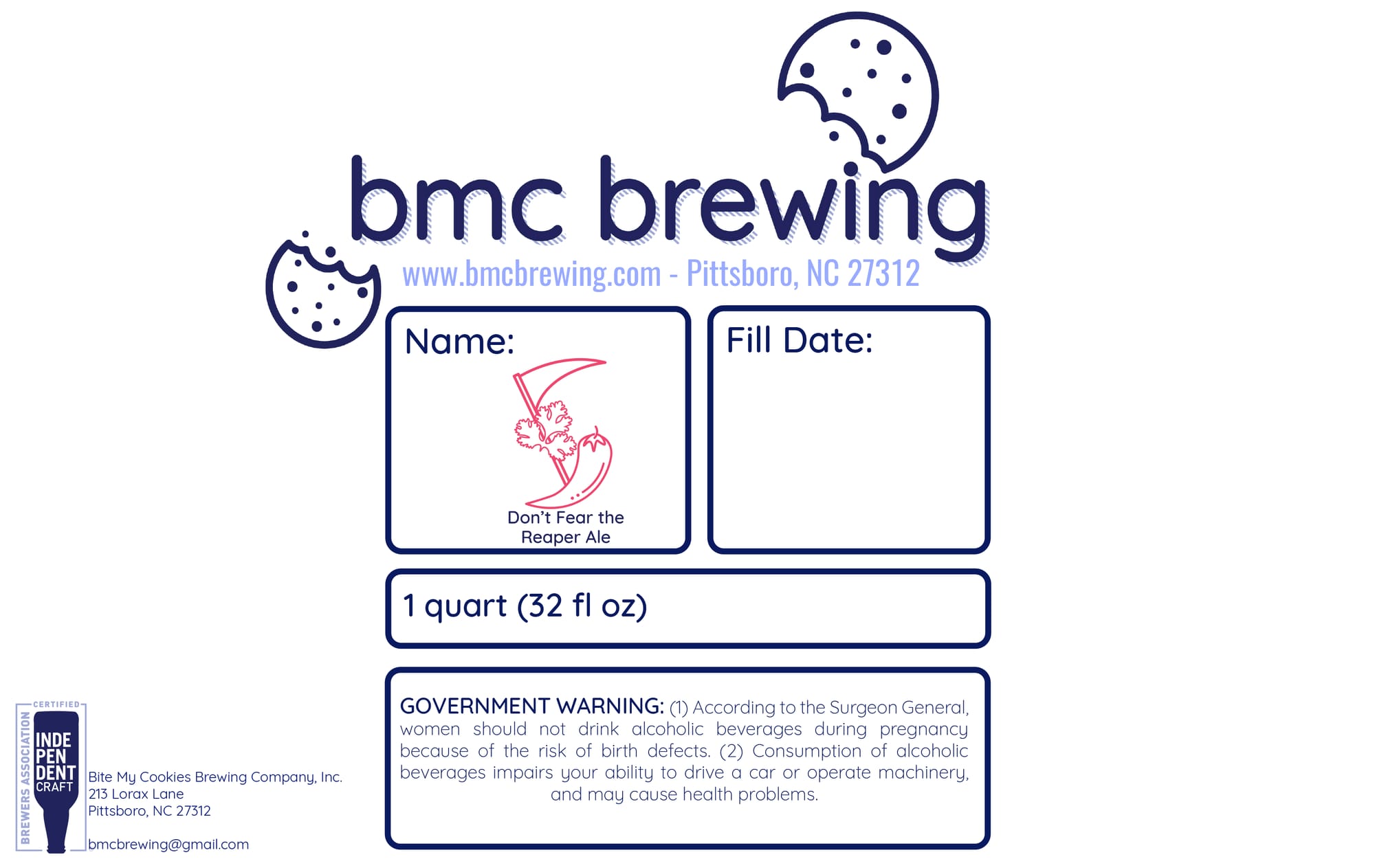 Don’t Fear the Reaper Ale by BMC Brewing - beer label