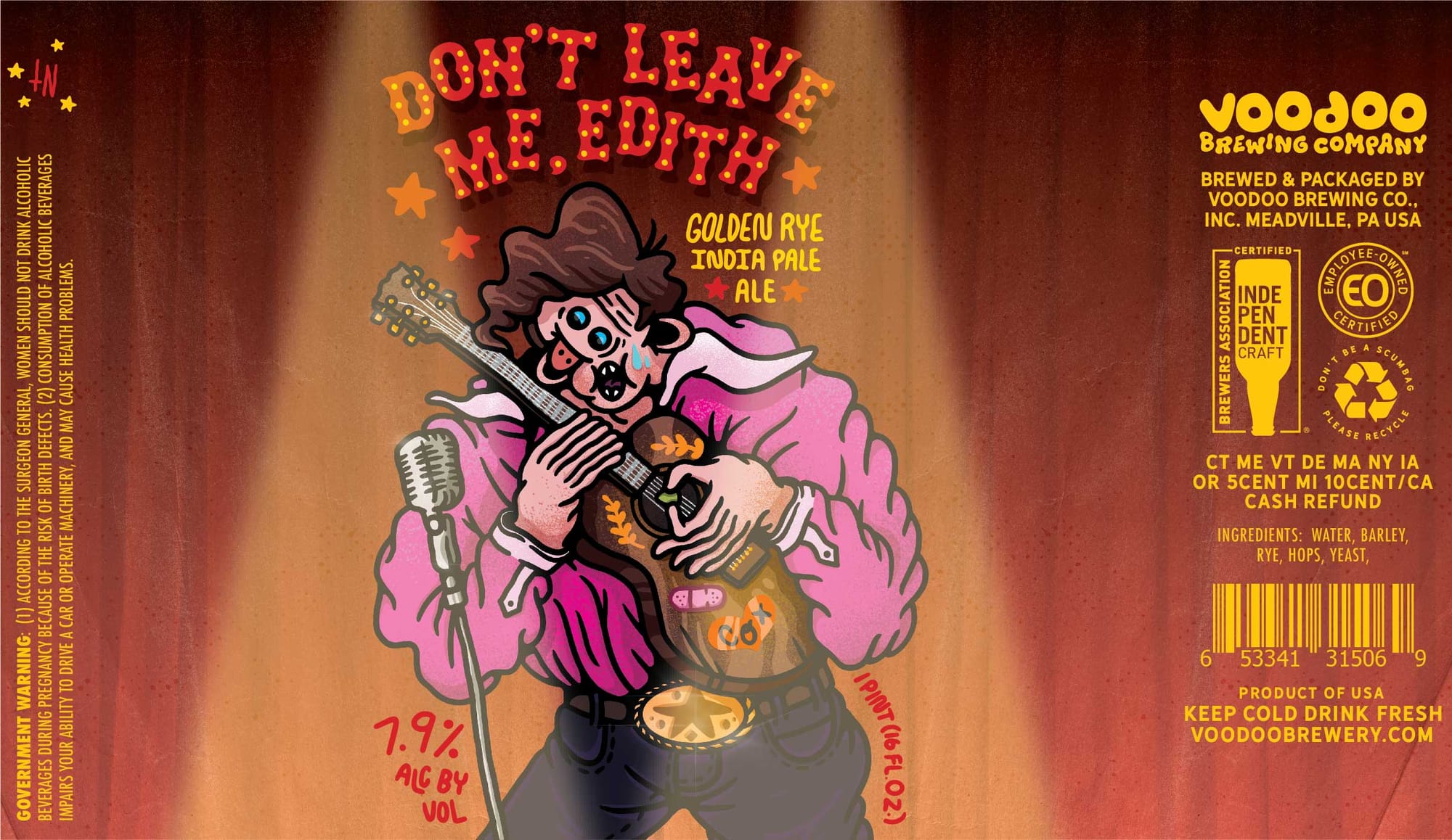 Don’t Leave Me, Edith by Voodoo Brewing Company - beer label