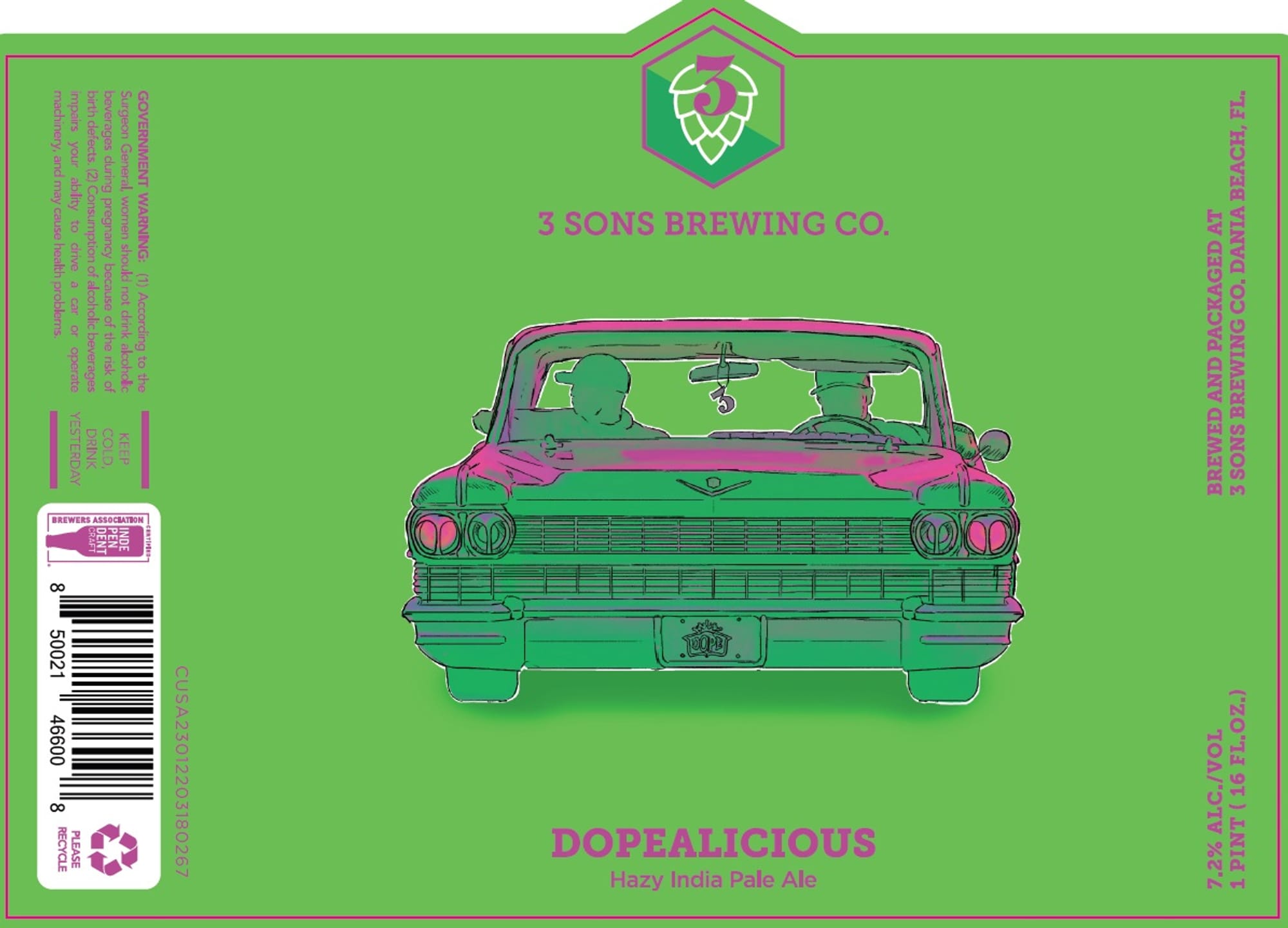 Dopealicious by 3 Sons Brewing Co. - beer label