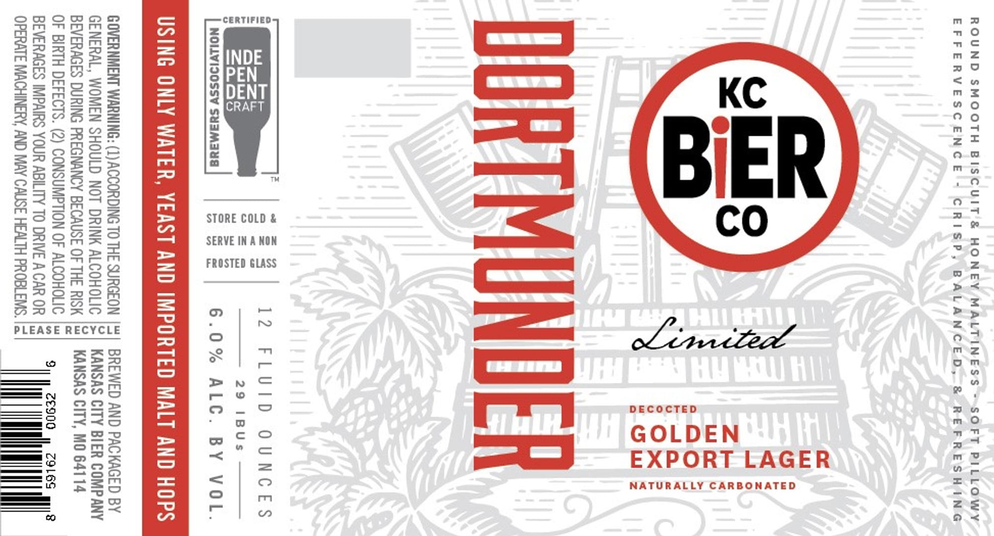 Dortmunder Co. Limited Decocted Golden Export Lager by Kansas City Bier Company - beer label