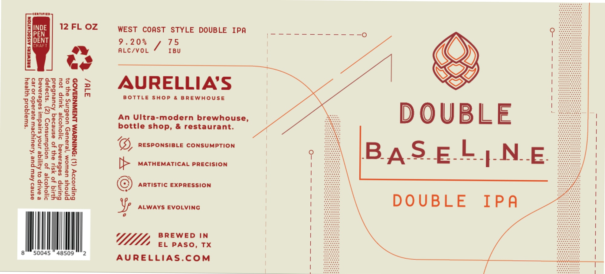 Double Baseline by Aurellia's - beer label