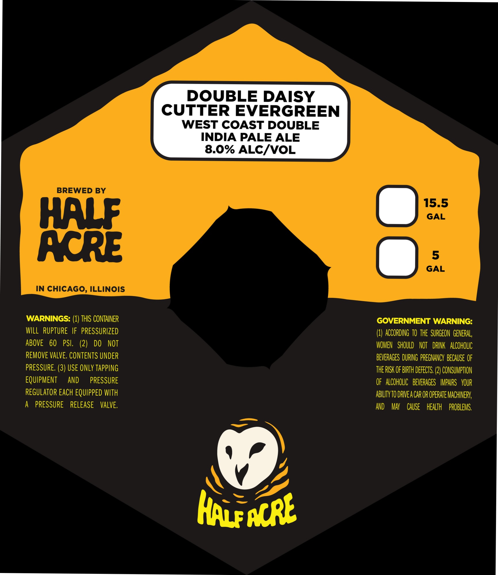 Double Daisy Cutter Evergreen by Half Acre - beer label