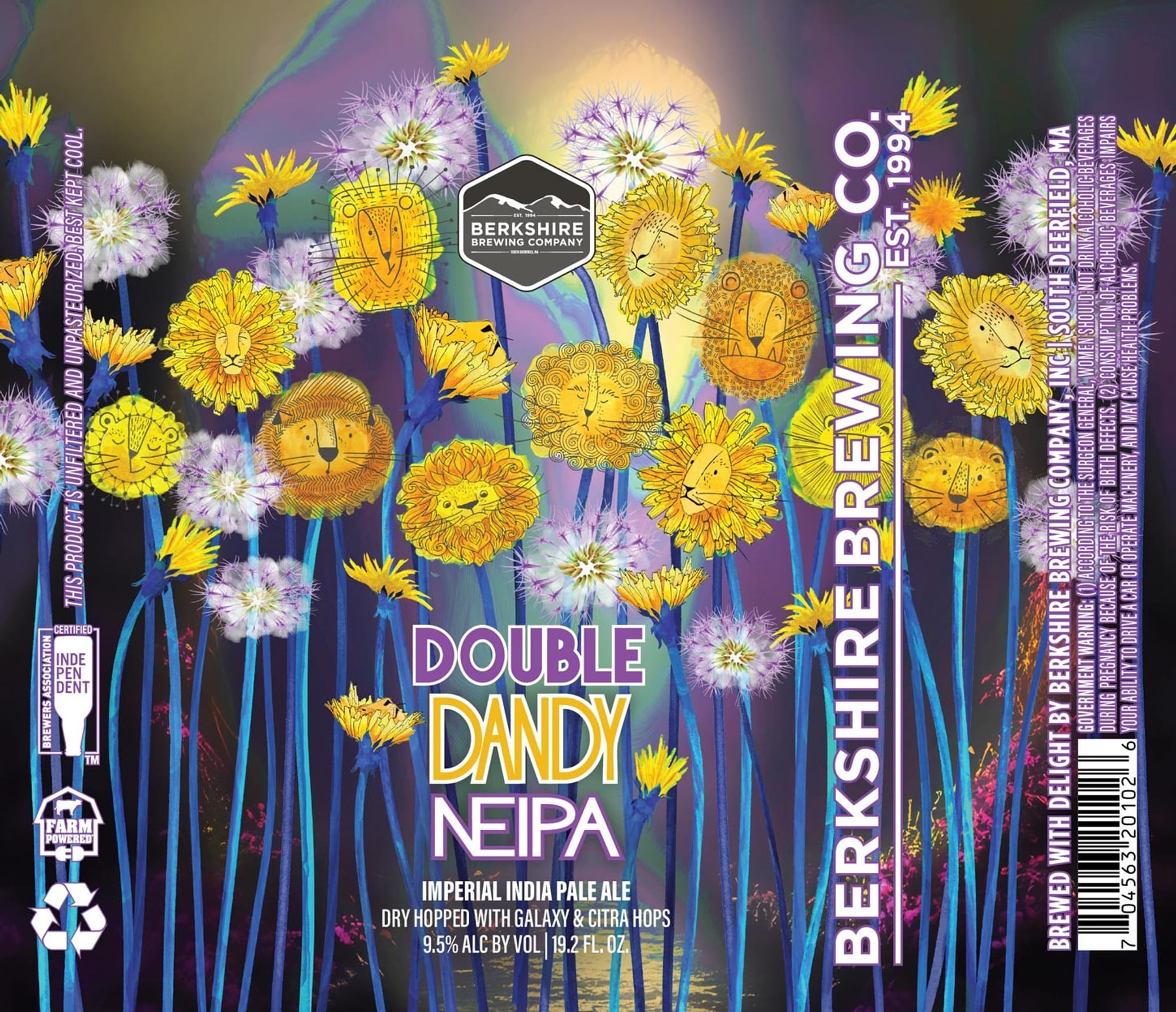 Double Dandy NEIPA by Berkshire Brewing Company - beer label