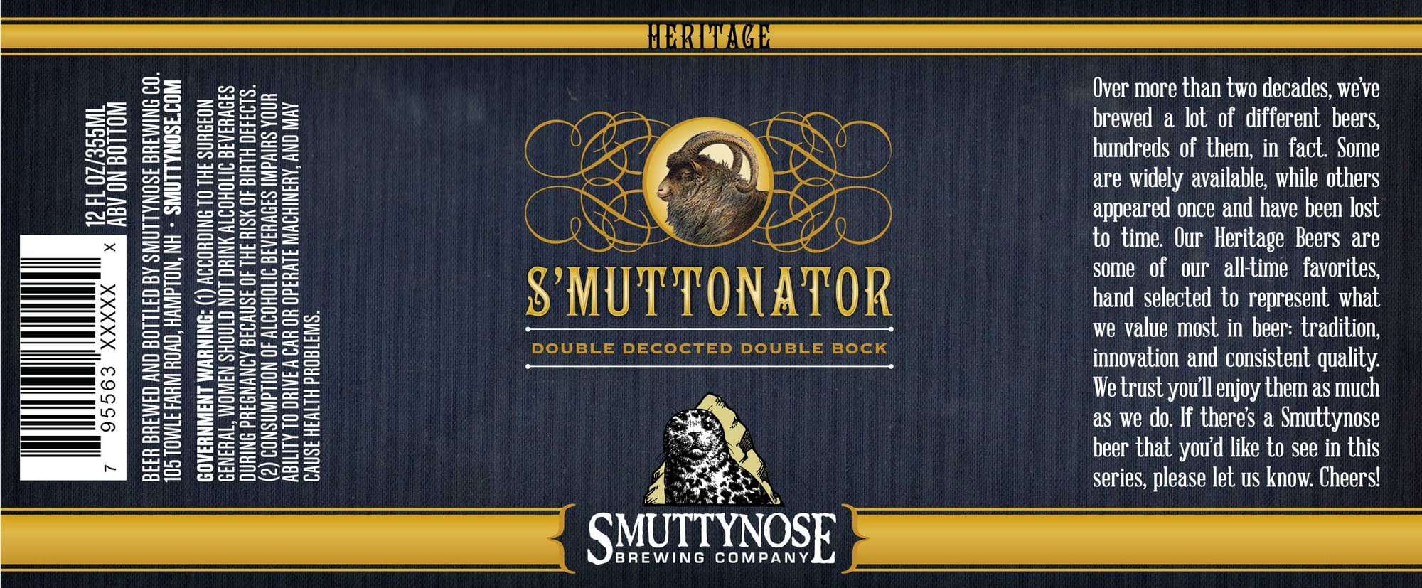 Heritage Double Decocted Double Bock by Smuttynose Brewing Company - beer label