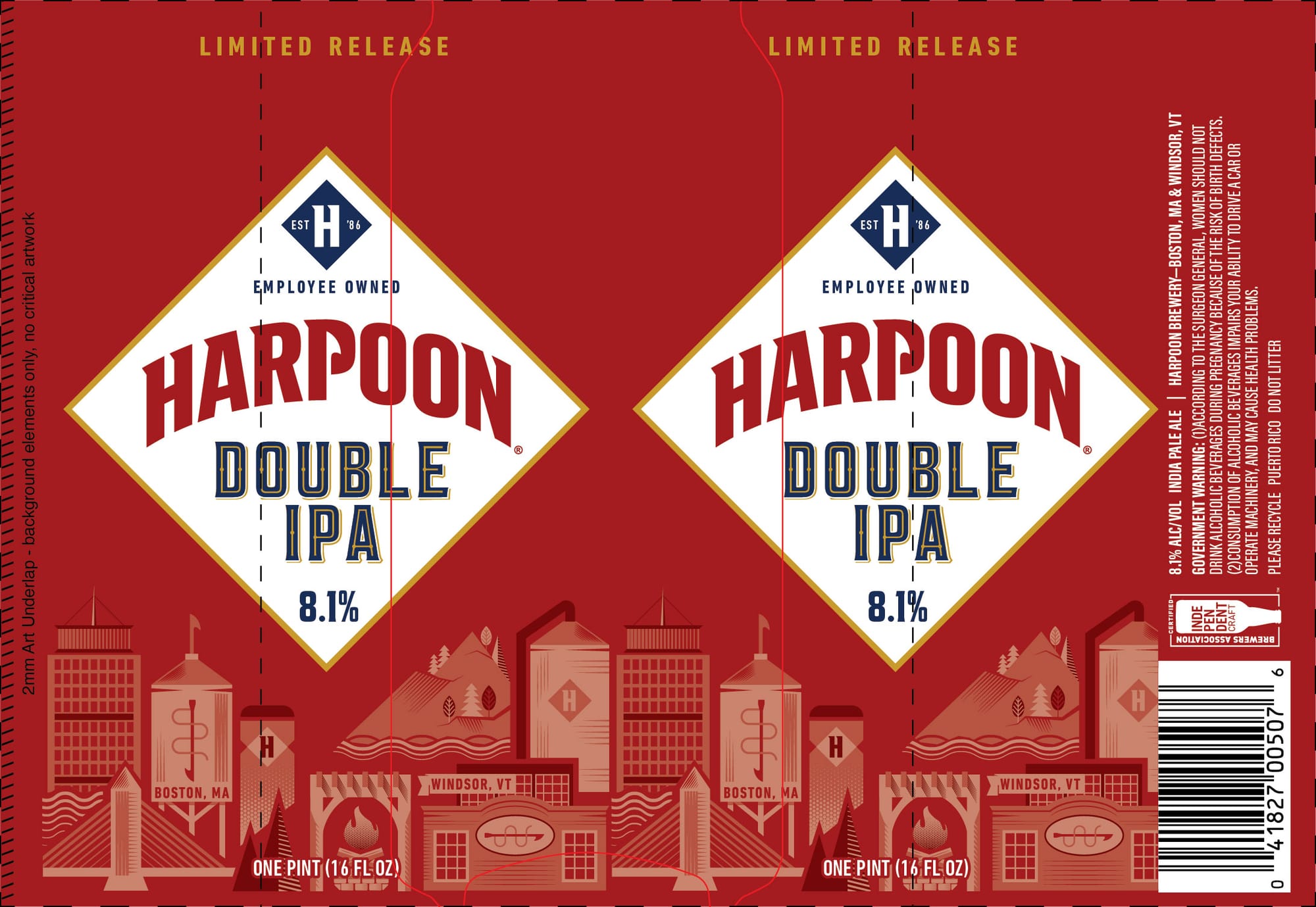 Double Double IPA by Harpoon Brewery - beer label