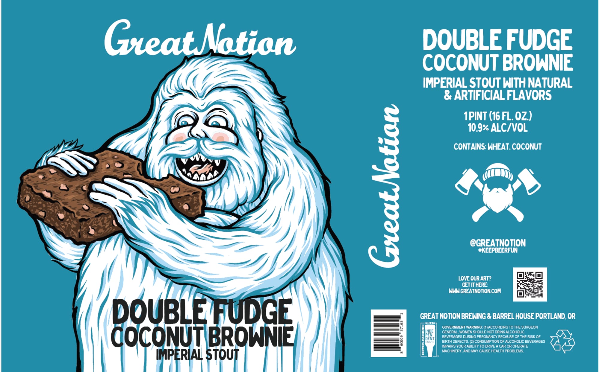 Double Fudge Coconut Brownie by Great Notion Brewing - beer label
